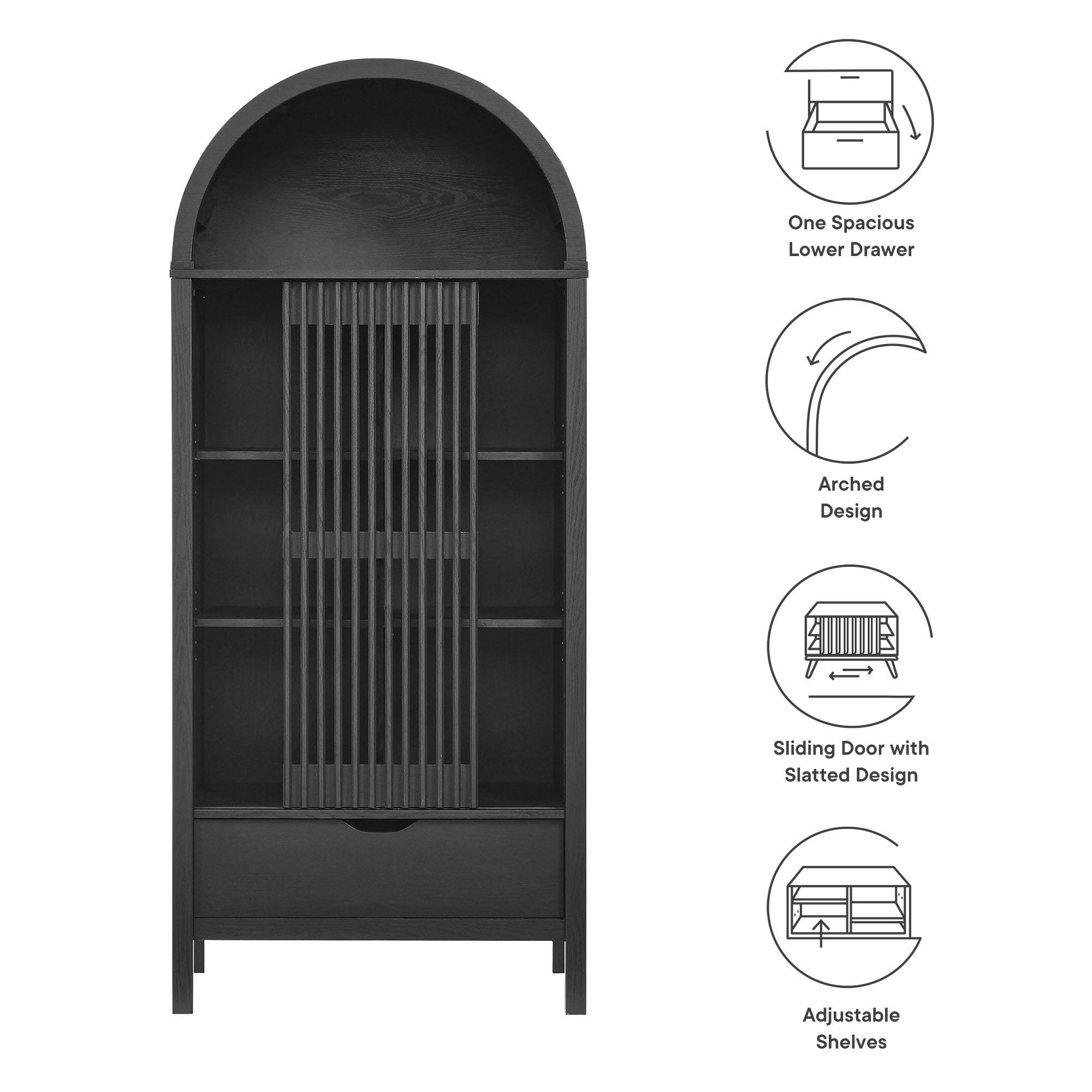 Modway Vaughn 71" Arched Storage Display Cabinet