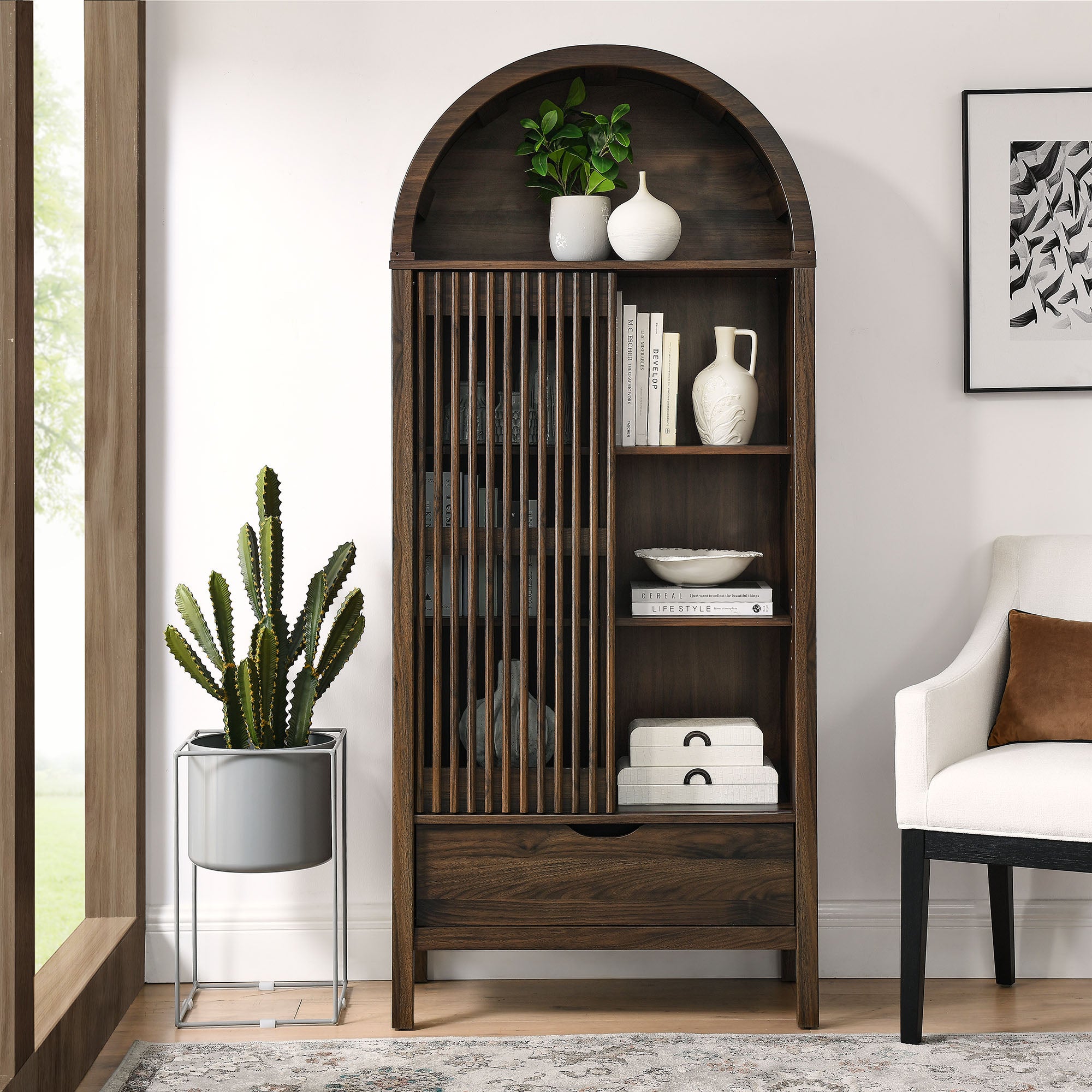 Modway Vaughn 71" Arched Storage Display Cabinet