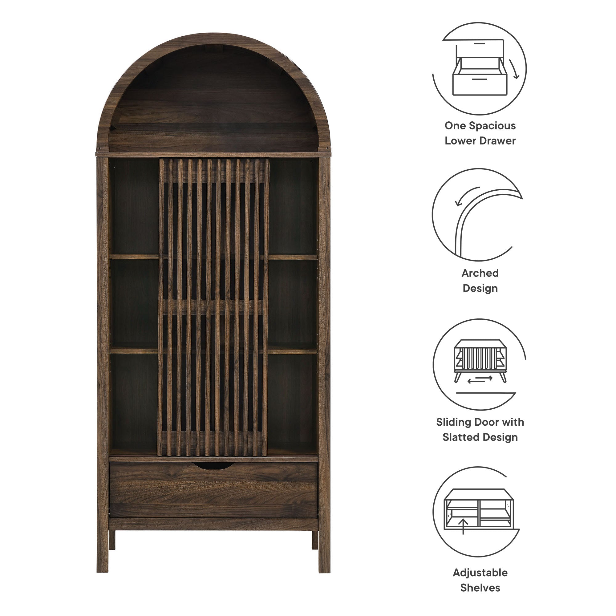 Modway Vaughn 71" Arched Storage Display Cabinet