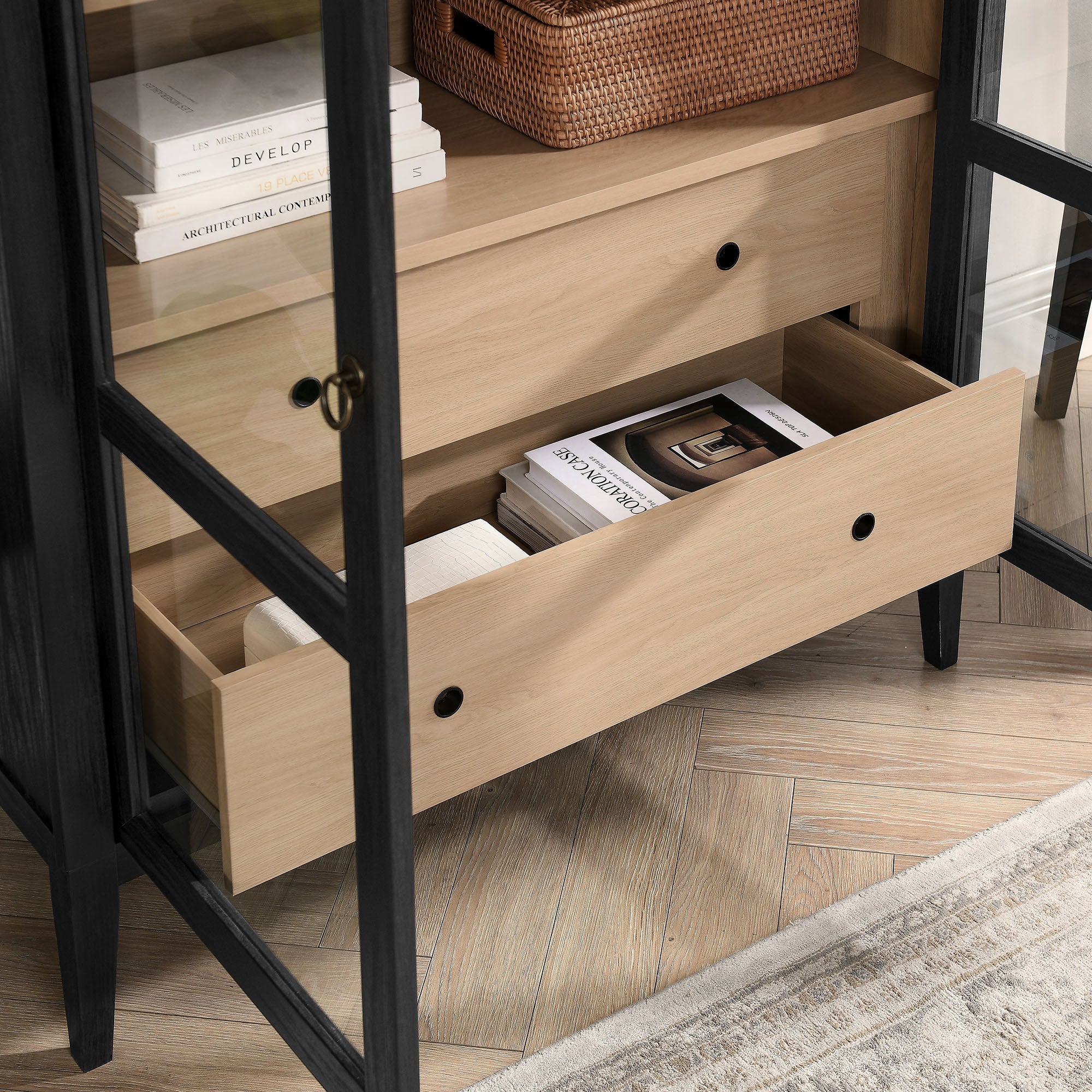 Nolan 74" Tall Wide Arched Storage Display Cabinet