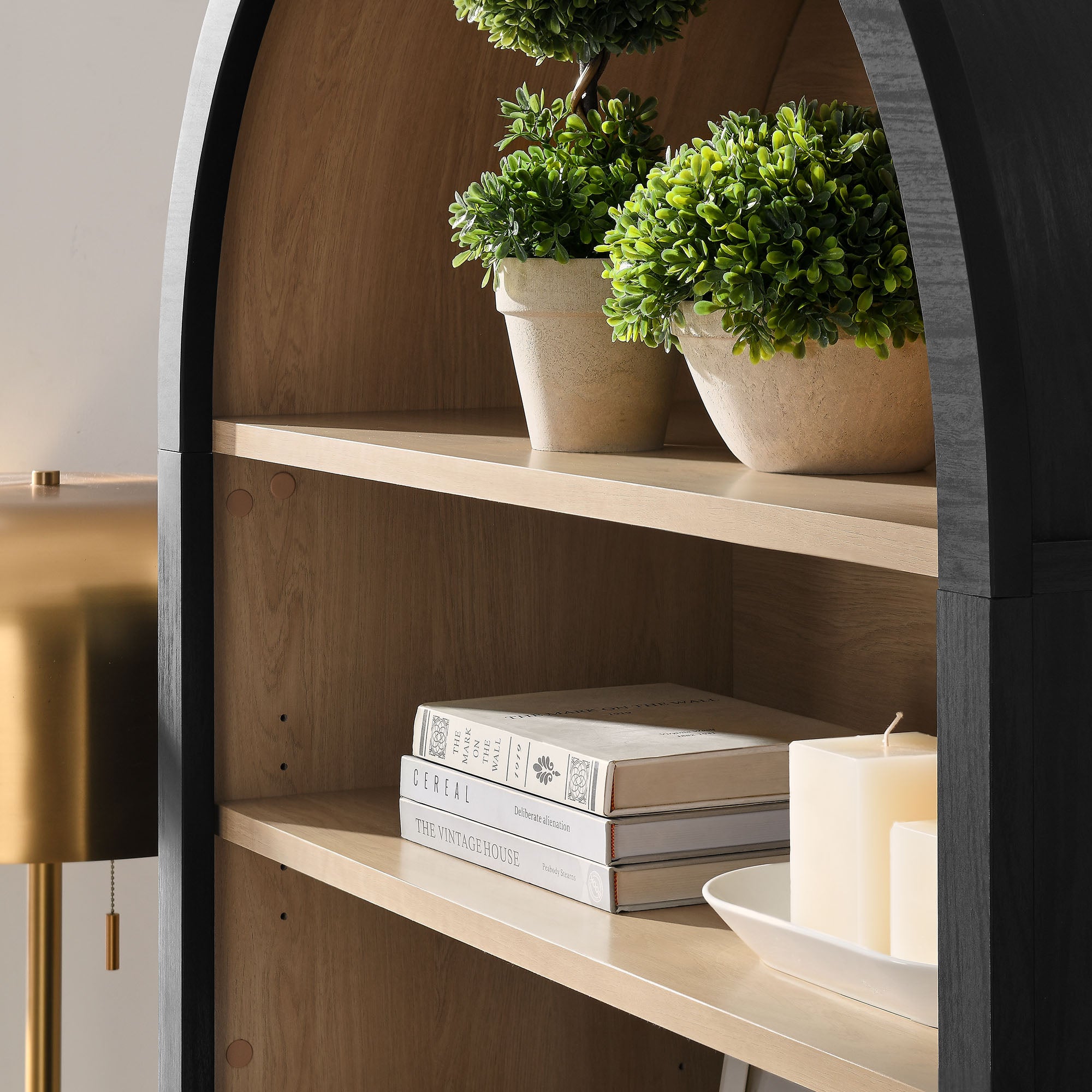 Modway Nolan 74" Tall Wide Arched Storage Display Cabinet Bookshelf