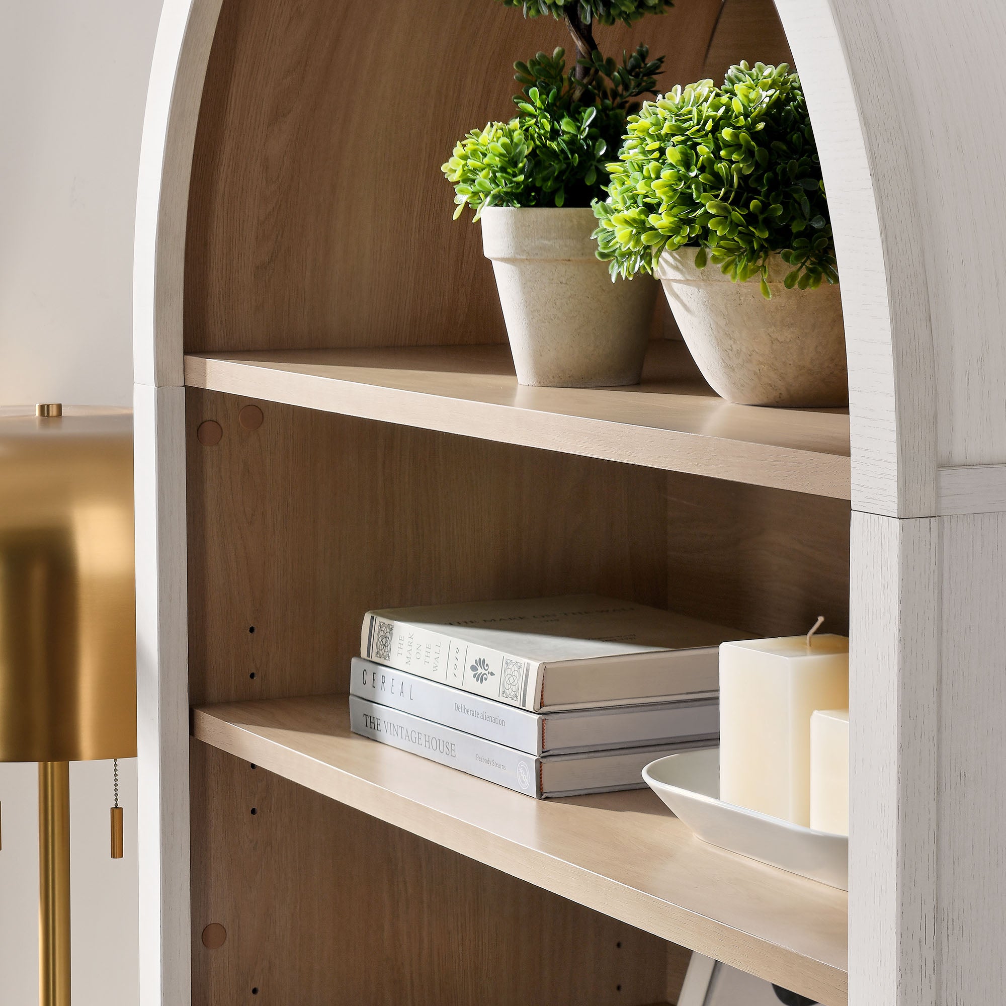 Modway Nolan 74" Tall Wide Arched Storage Display Cabinet Bookshelf