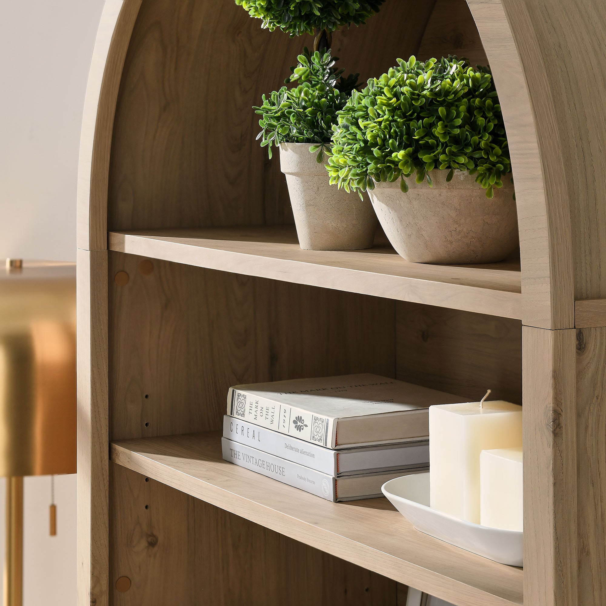 Modway Nolan 74" Tall Wide Arched Storage Display Cabinet Bookshelf