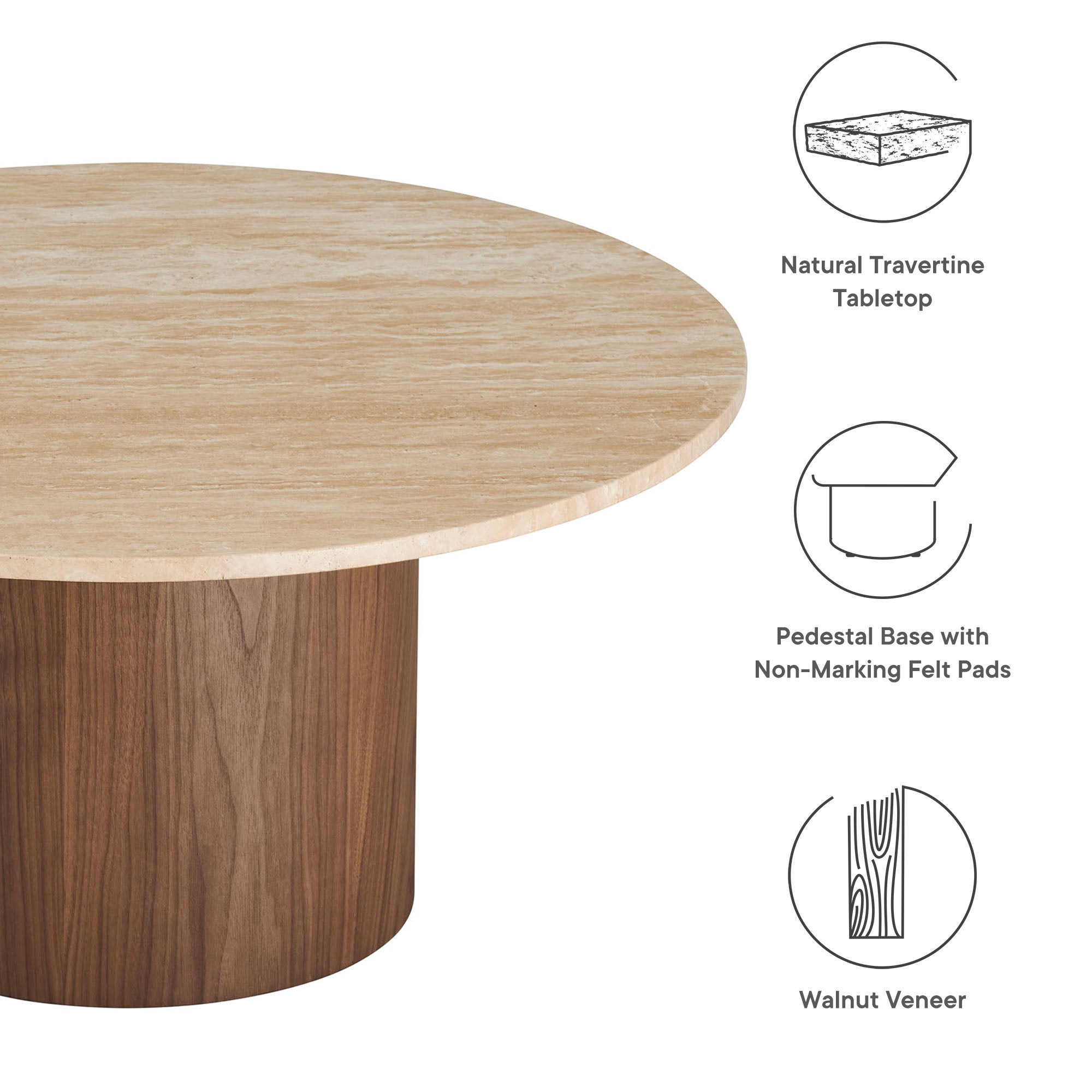 Modway Kioni Round Travertine Coffee Table