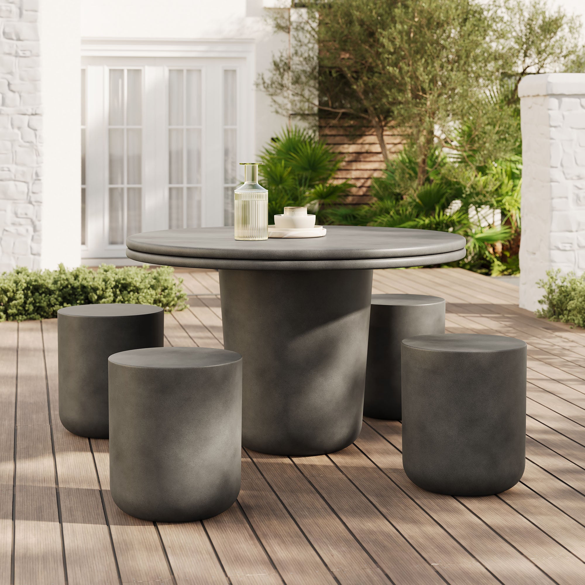 Modway Brion Indoor - Outdoor Patio Concrete 5 Piece Dining Table Set