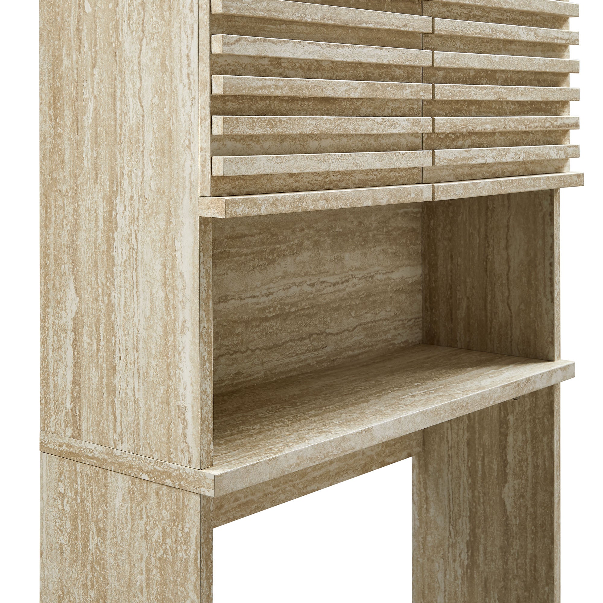 Modway Render Over the Toilet Faux Travertine Bathroom Storage Cabinet