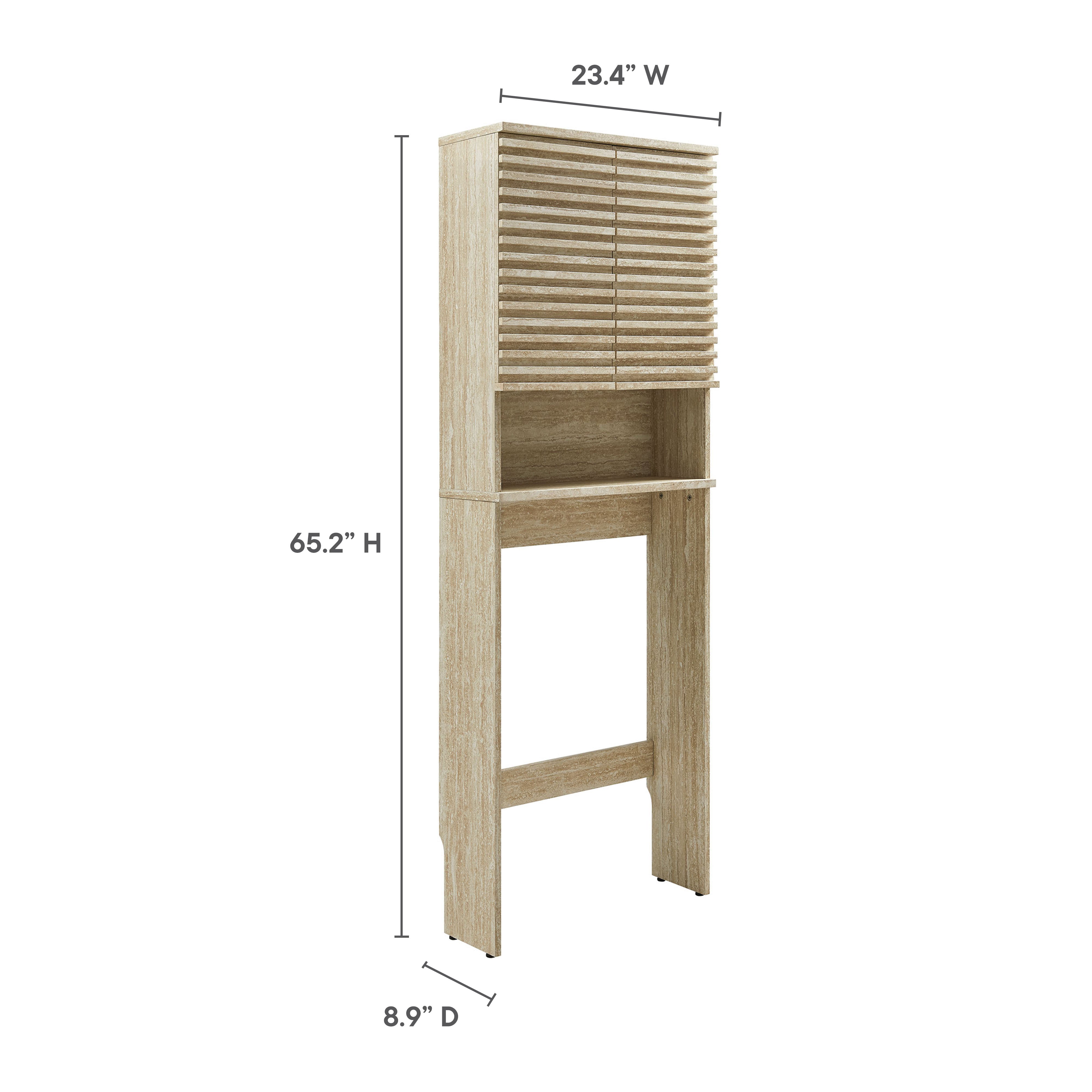 Modway Render Over the Toilet Faux Travertine Bathroom Storage Cabinet