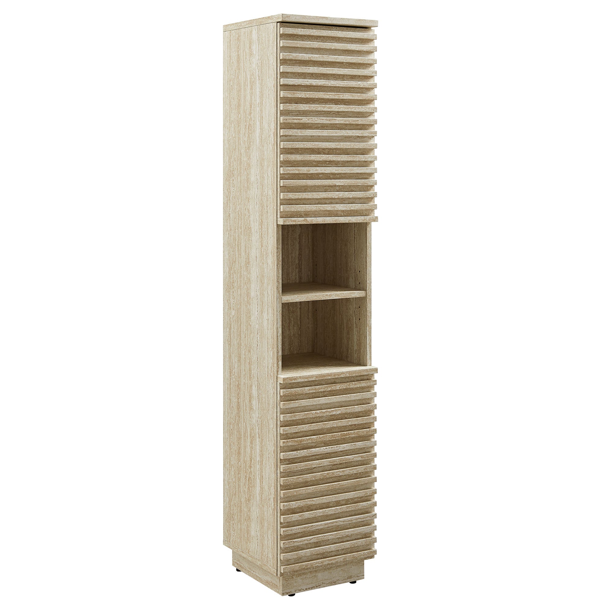 Modway Render Tall Narrow Faux Travertine Linen Storage Cabinet