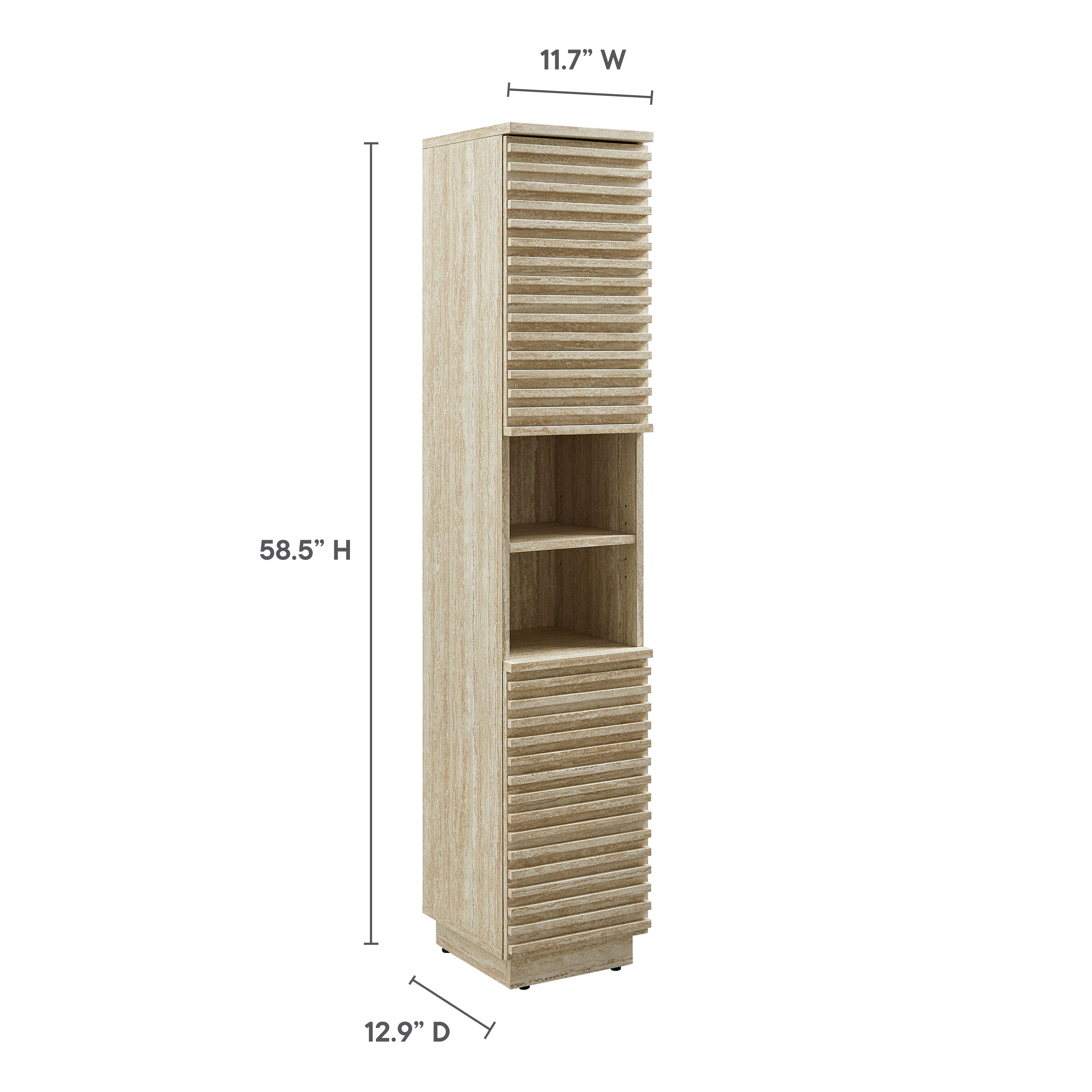 Modway Render Tall Narrow Faux Travertine Linen Storage Cabinet