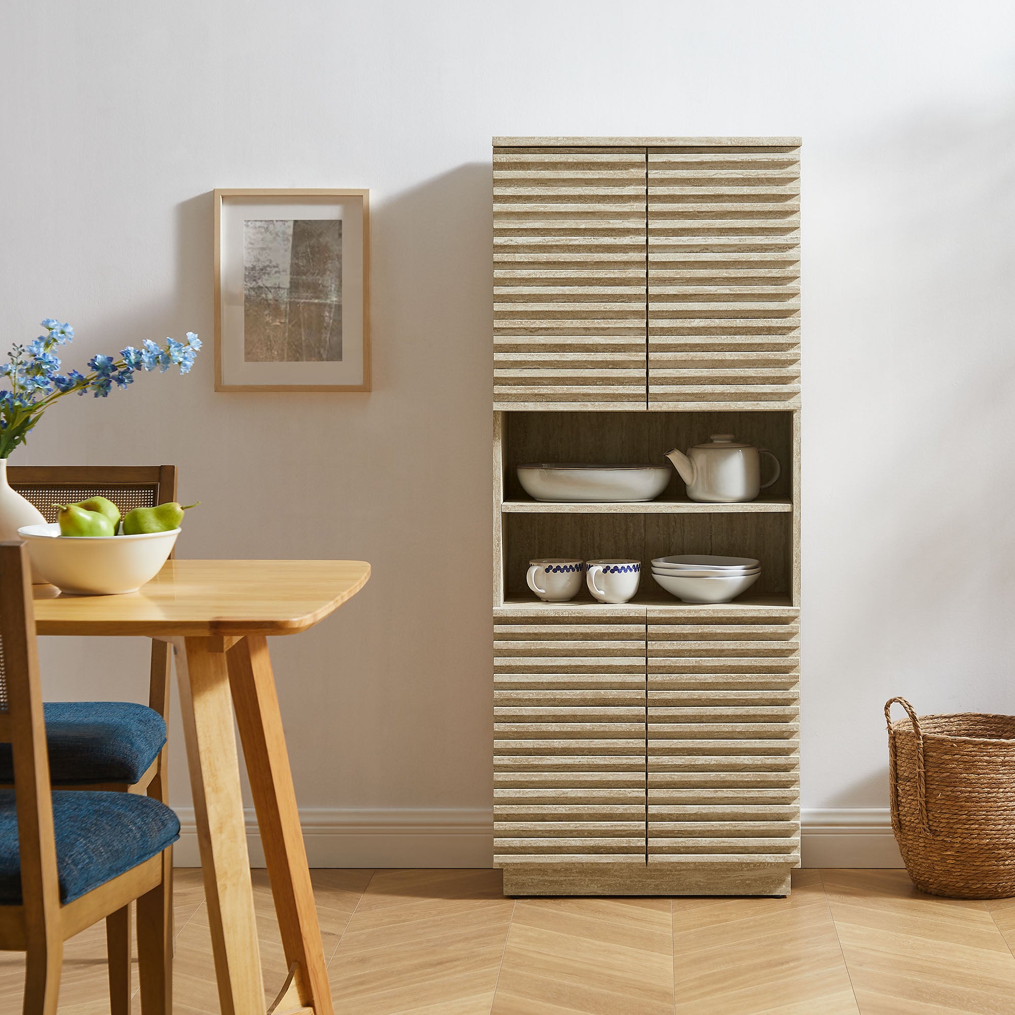 Modway Render Tall Faux Travertine Linen Storage Cabinet