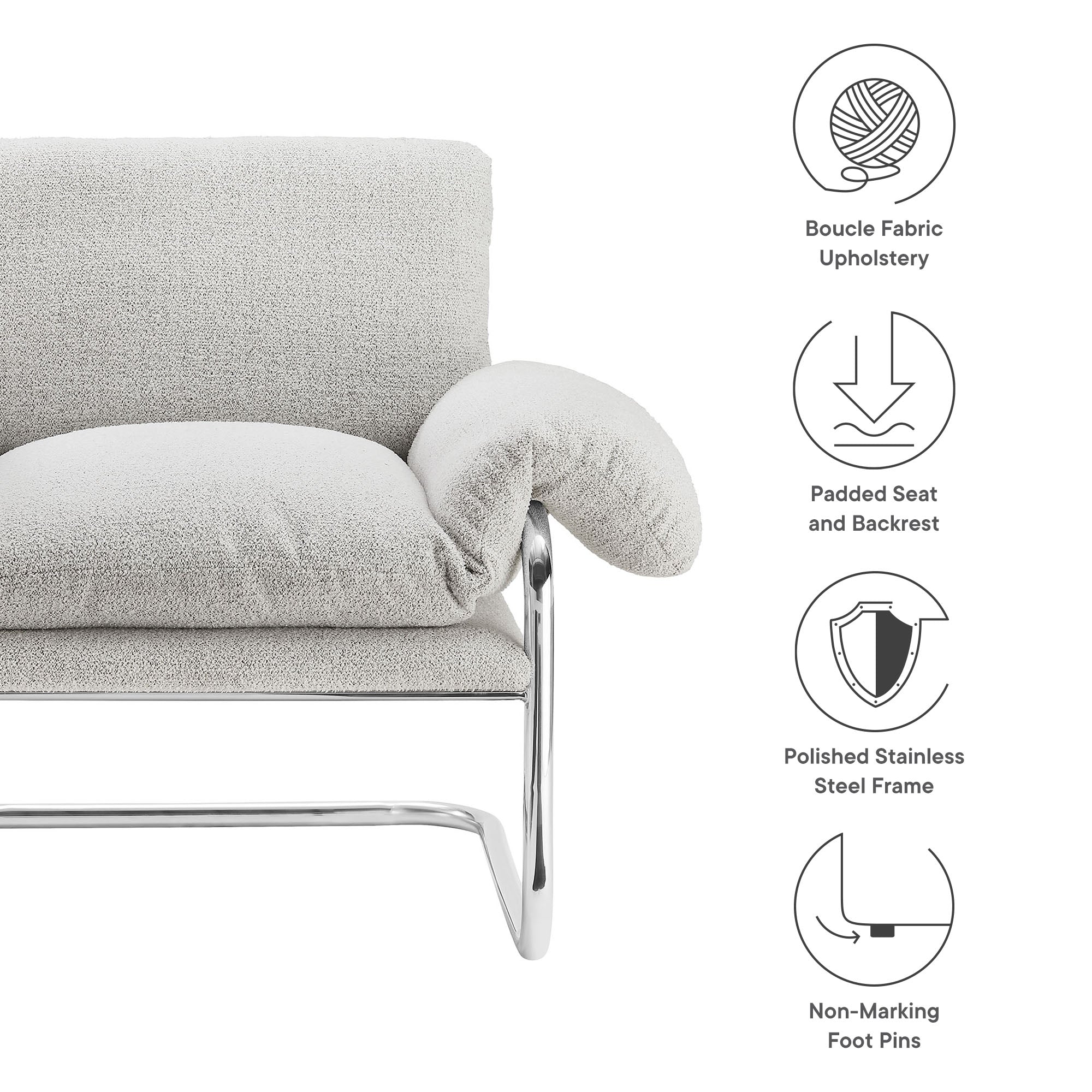 Modway Ansel Boucle Fabric Accent Chair