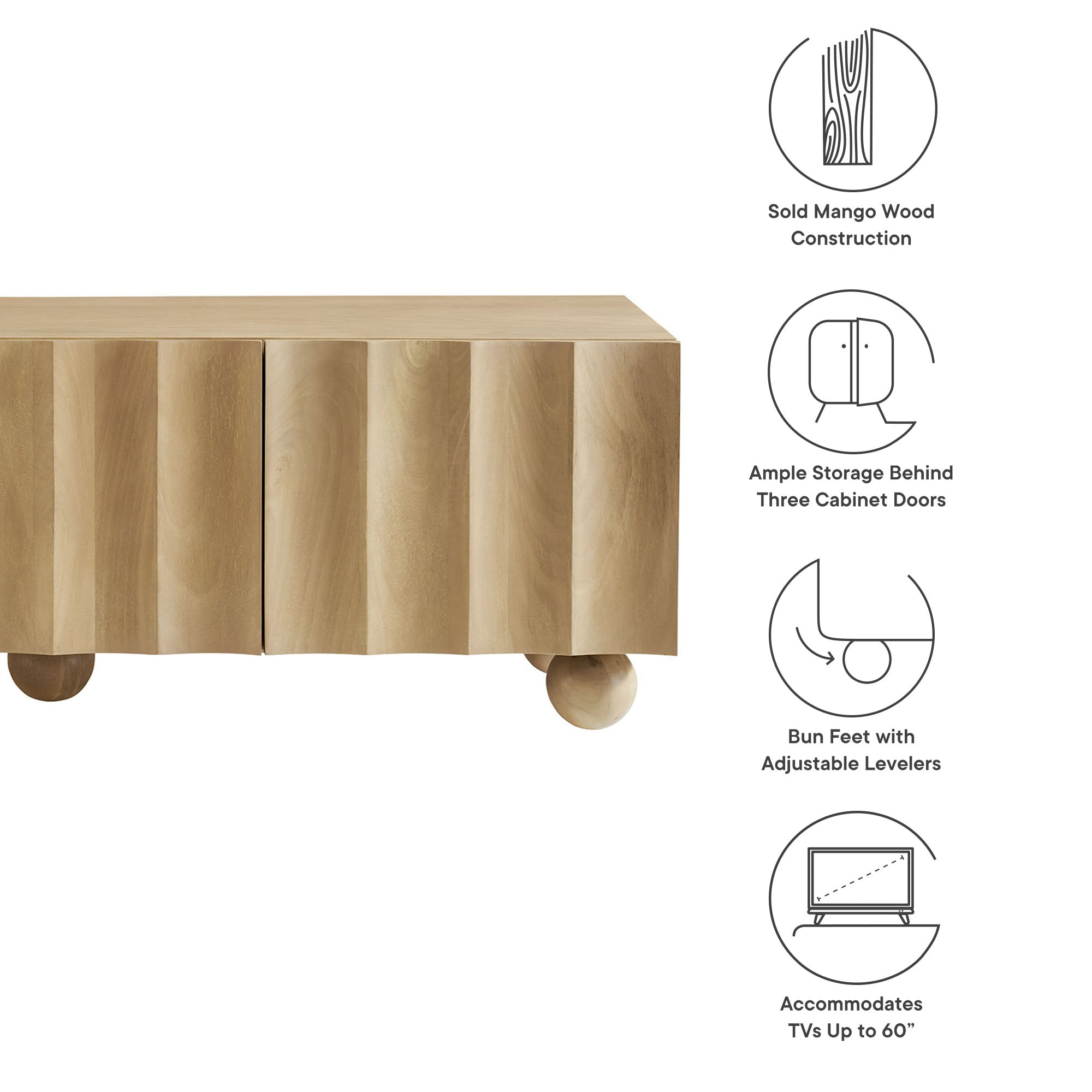 Modway Sorren Scalloped 54" Wood TV Stand