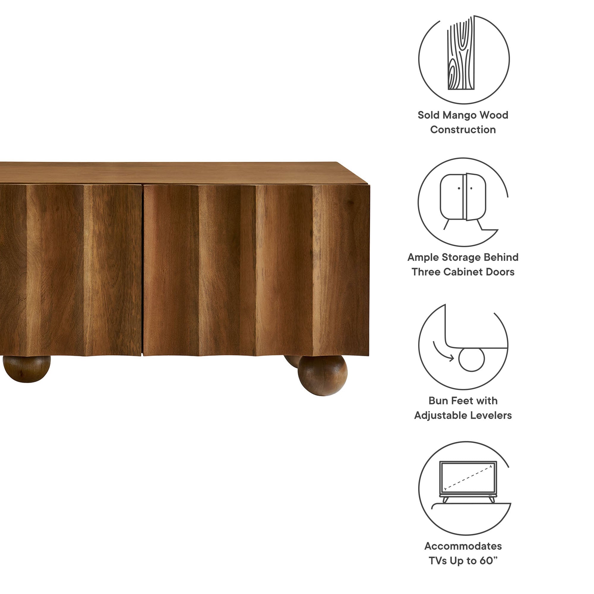 Modway Sorren Scalloped 54" Wood TV Stand
