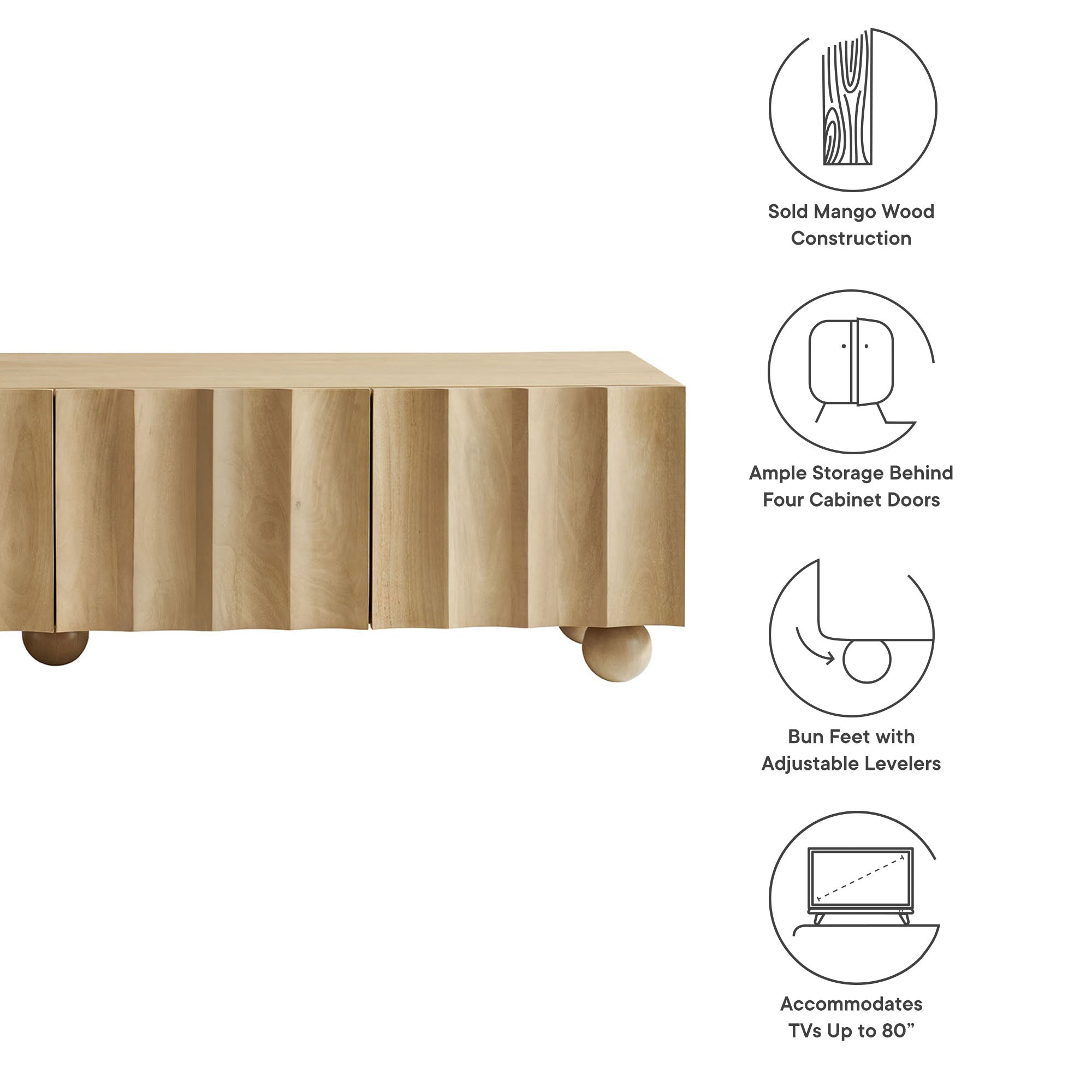 Modway Sorren Scalloped 71" Wood TV Stand