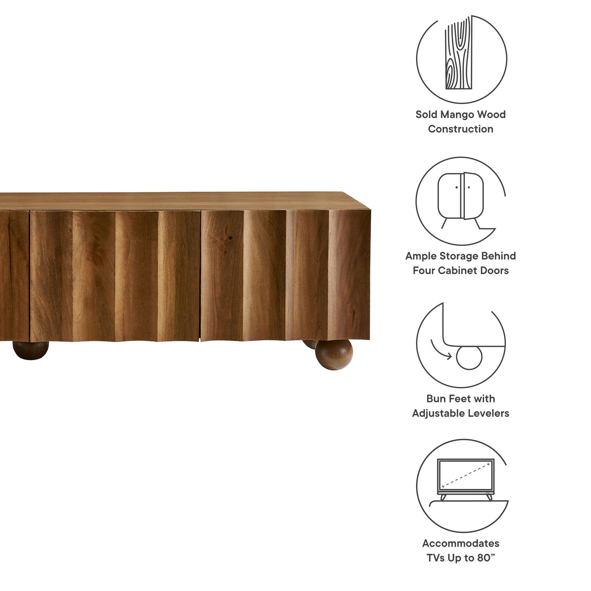 Modway Sorren Scalloped 71" Wood TV Stand