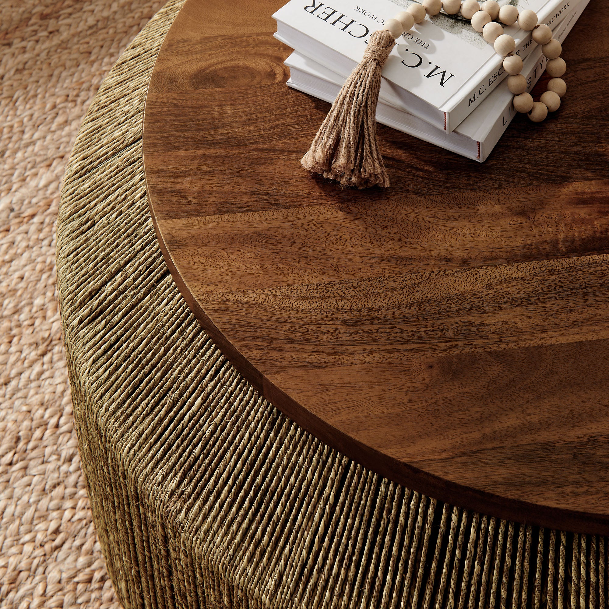 Modway Maris Seagrass and Wood Coffee Table