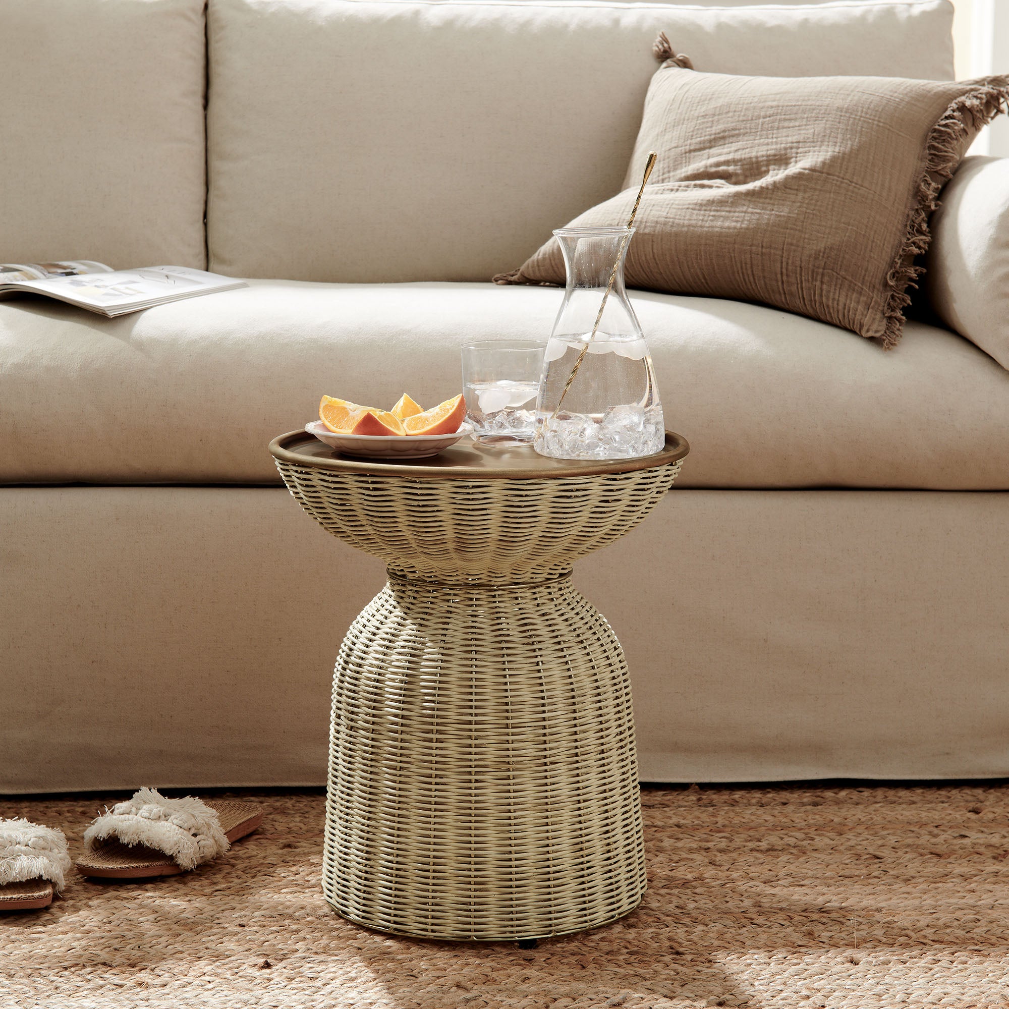 Modway Lazaro Round Rattan Side Table