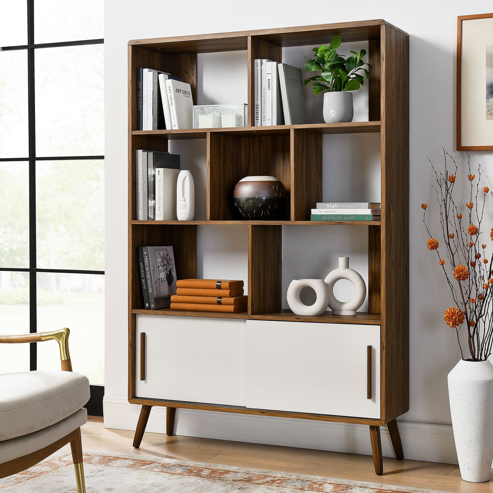Modway Transmit 45" Bookcase with Sliding Doors