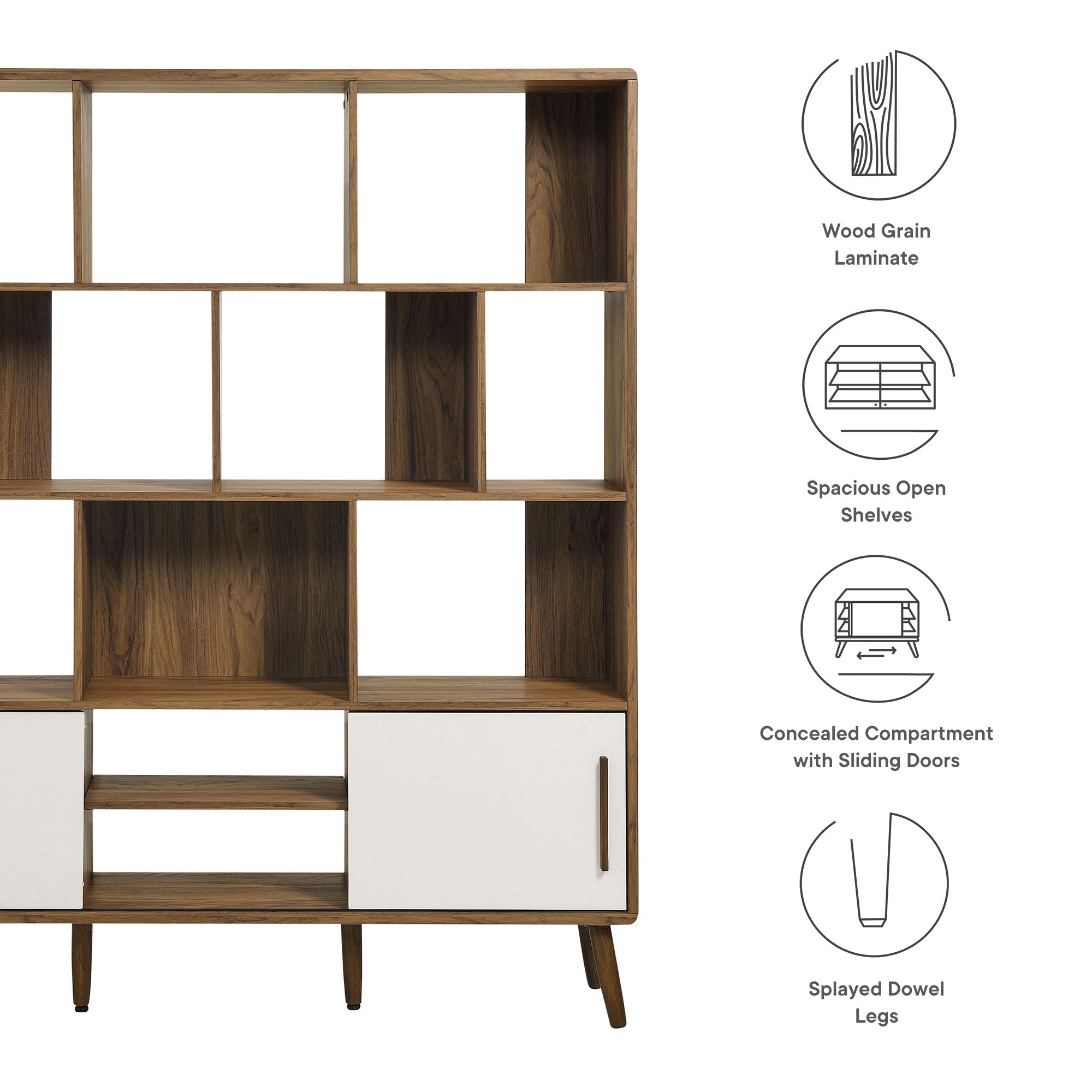 Modway Transmit 59" Bookcase with Sliding Doors