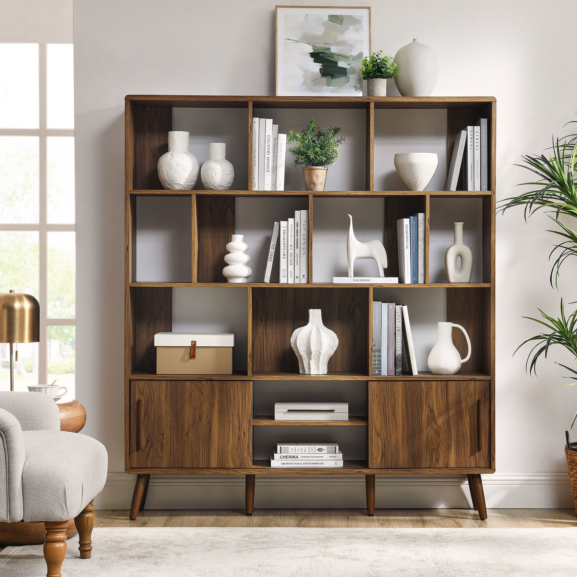 Modway Transmit 59" Bookcase with Sliding Doors