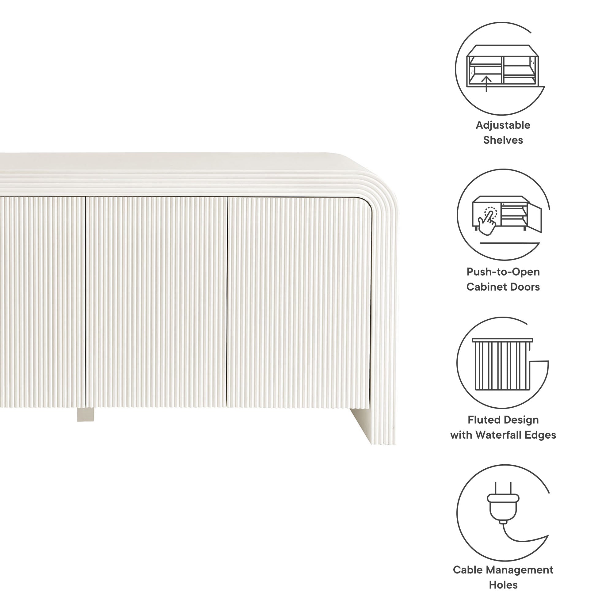Modway Waterflute 70" Fluted Sideboard Cabinet