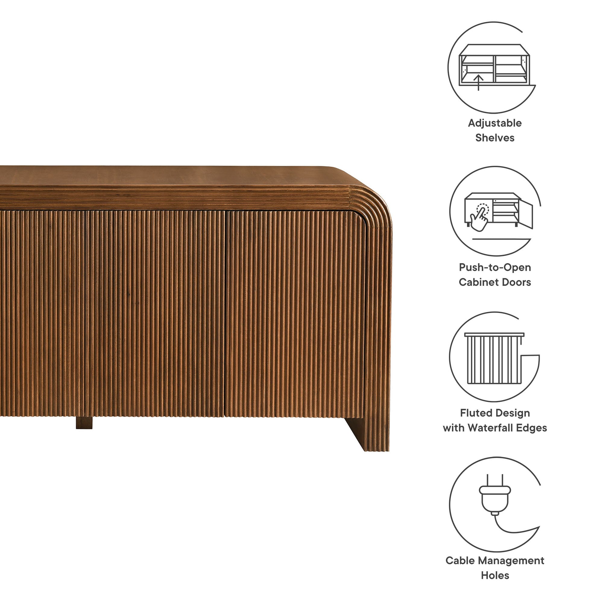 Modway Waterflute 70" Fluted Sideboard Cabinet