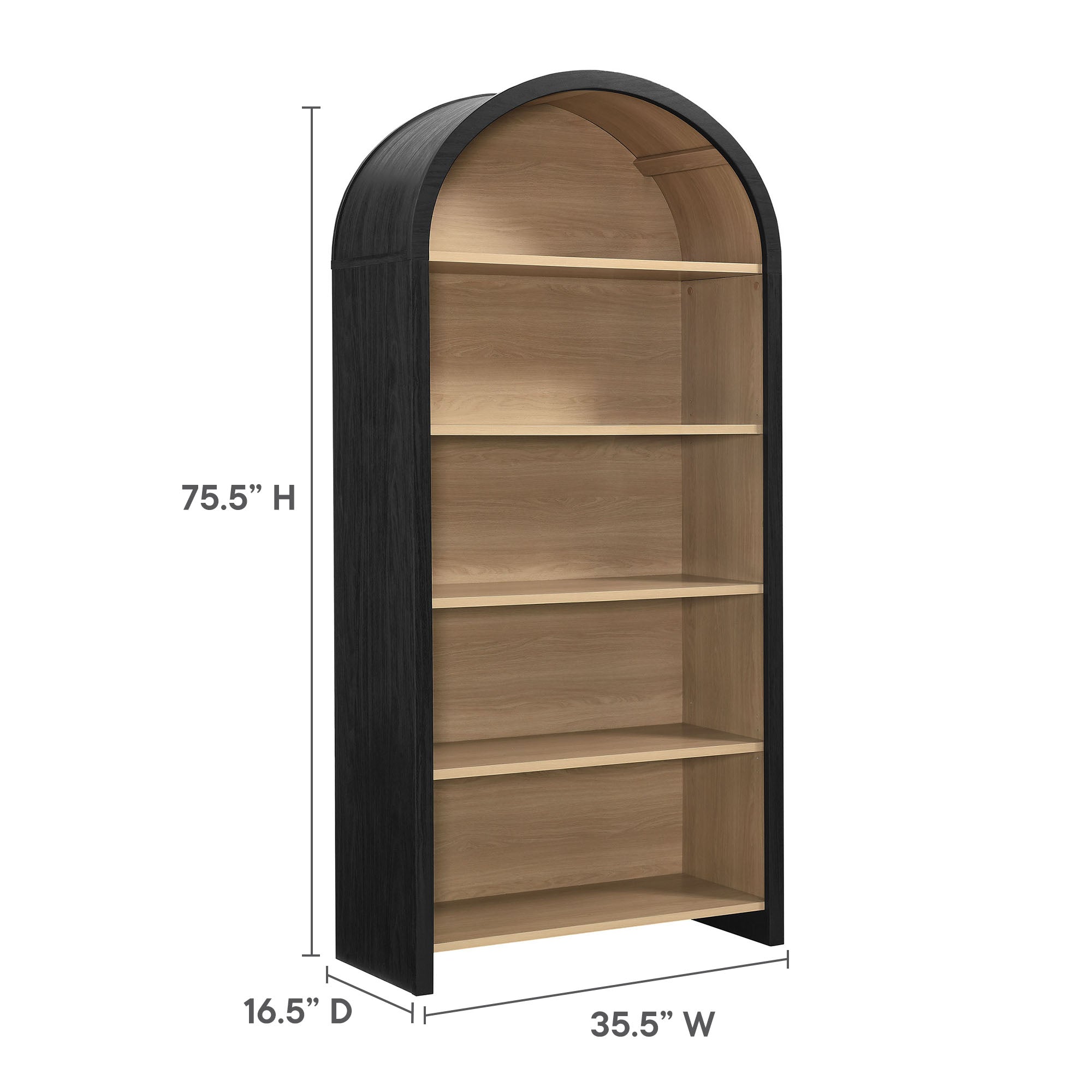 Modway Evie Arched Wide Bookcase Display Cabinet