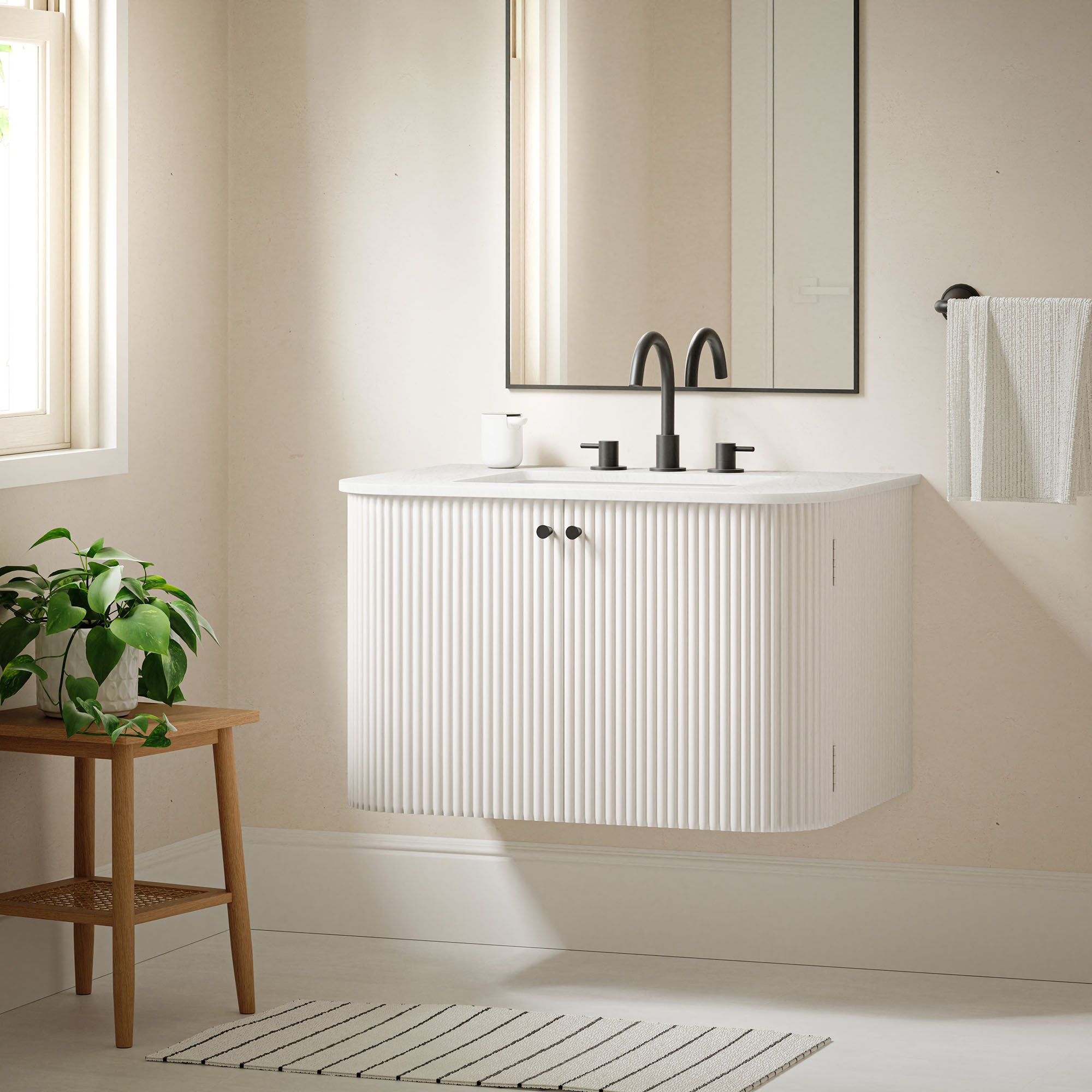 Modway Zia 30" Wall-Mount Bathroom Vanity with Marble Sink