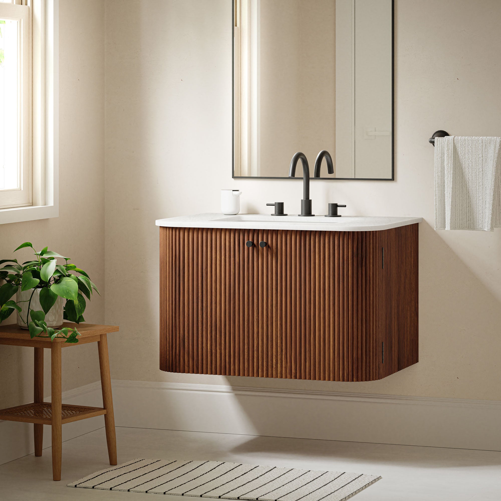 Modway Zia 30" Wall-Mount Bathroom Vanity with Marble Sink