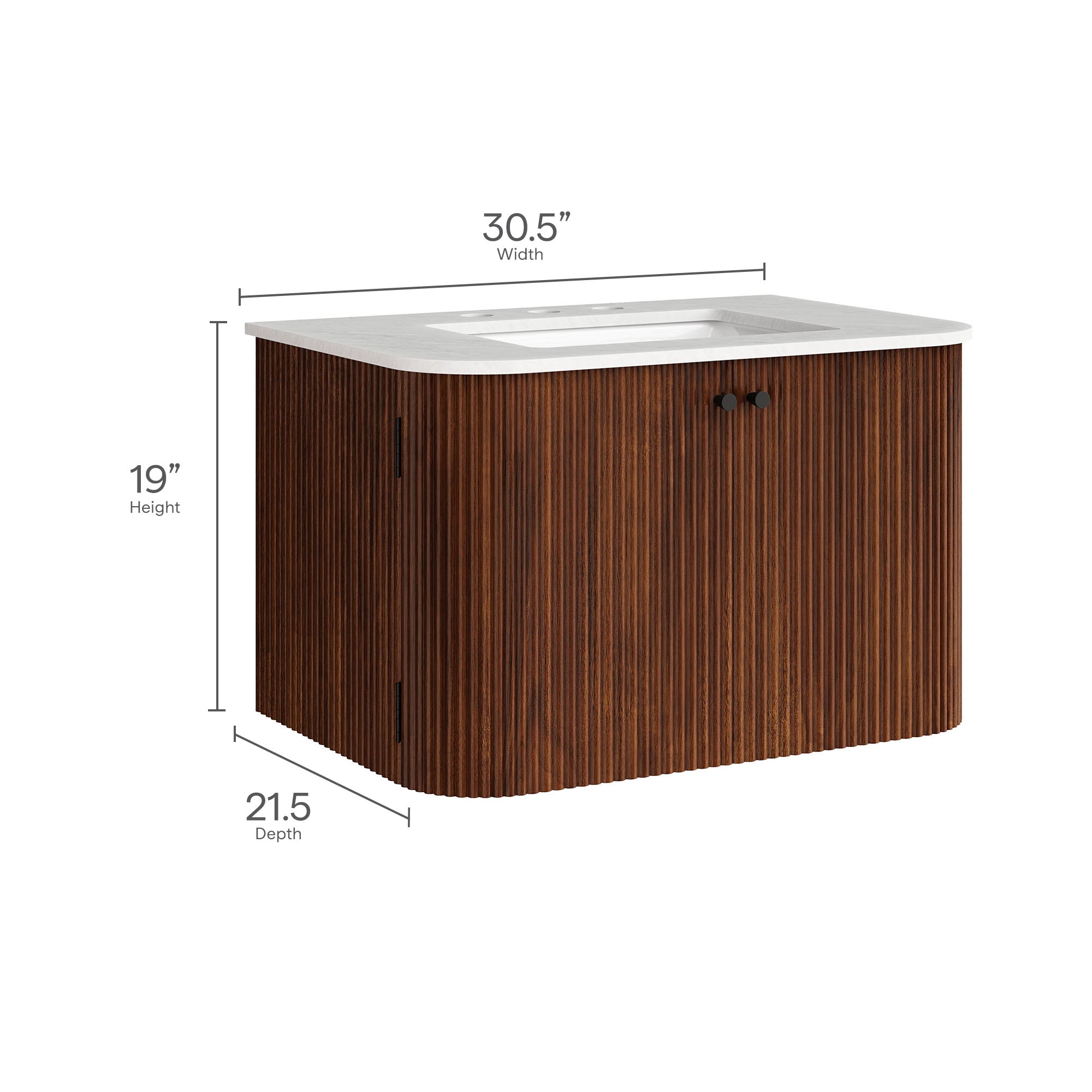 Modway Zia 30" Wall-Mount Bathroom Vanity with Marble Sink