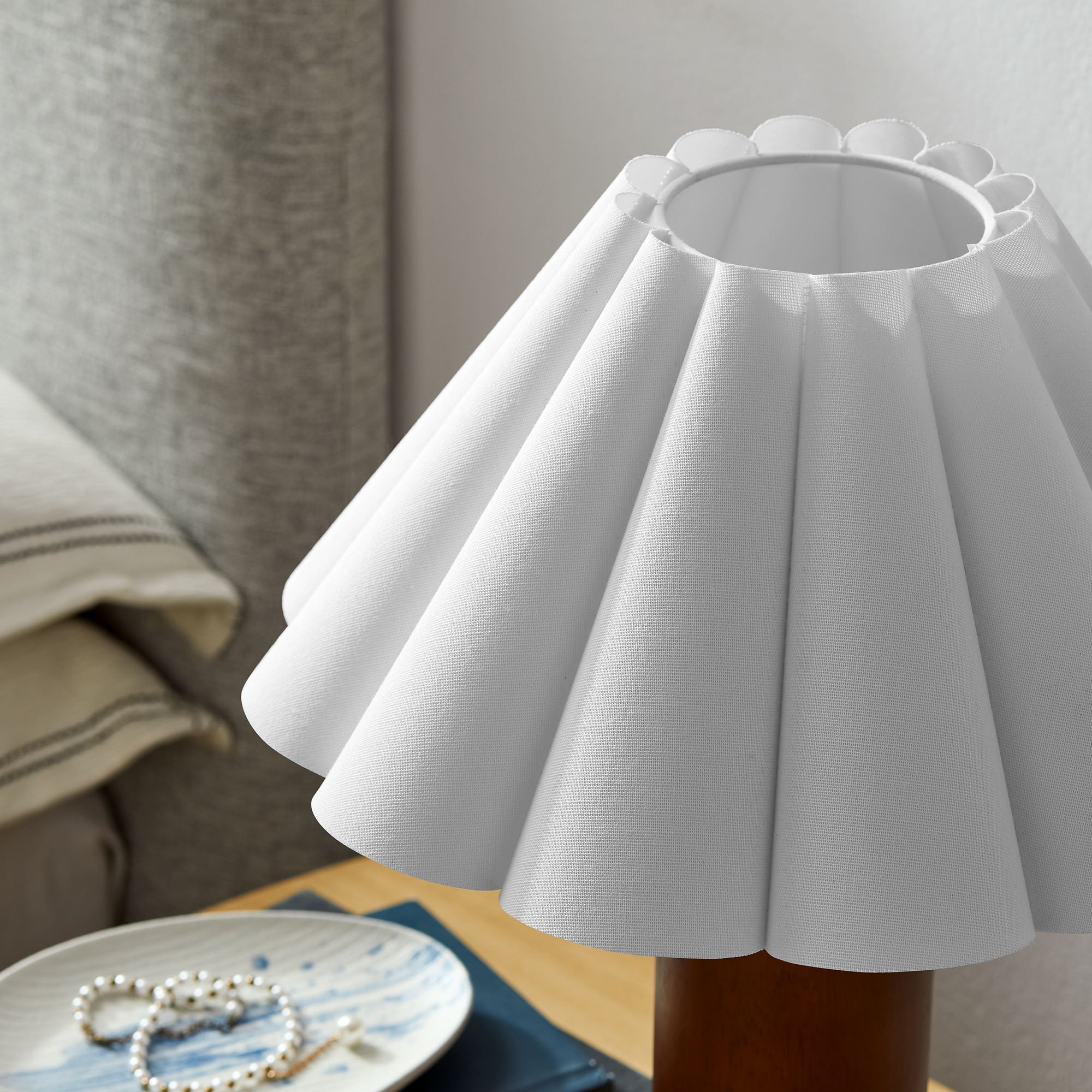 Flora Wood Table Lamp With Pleated Petal Shade