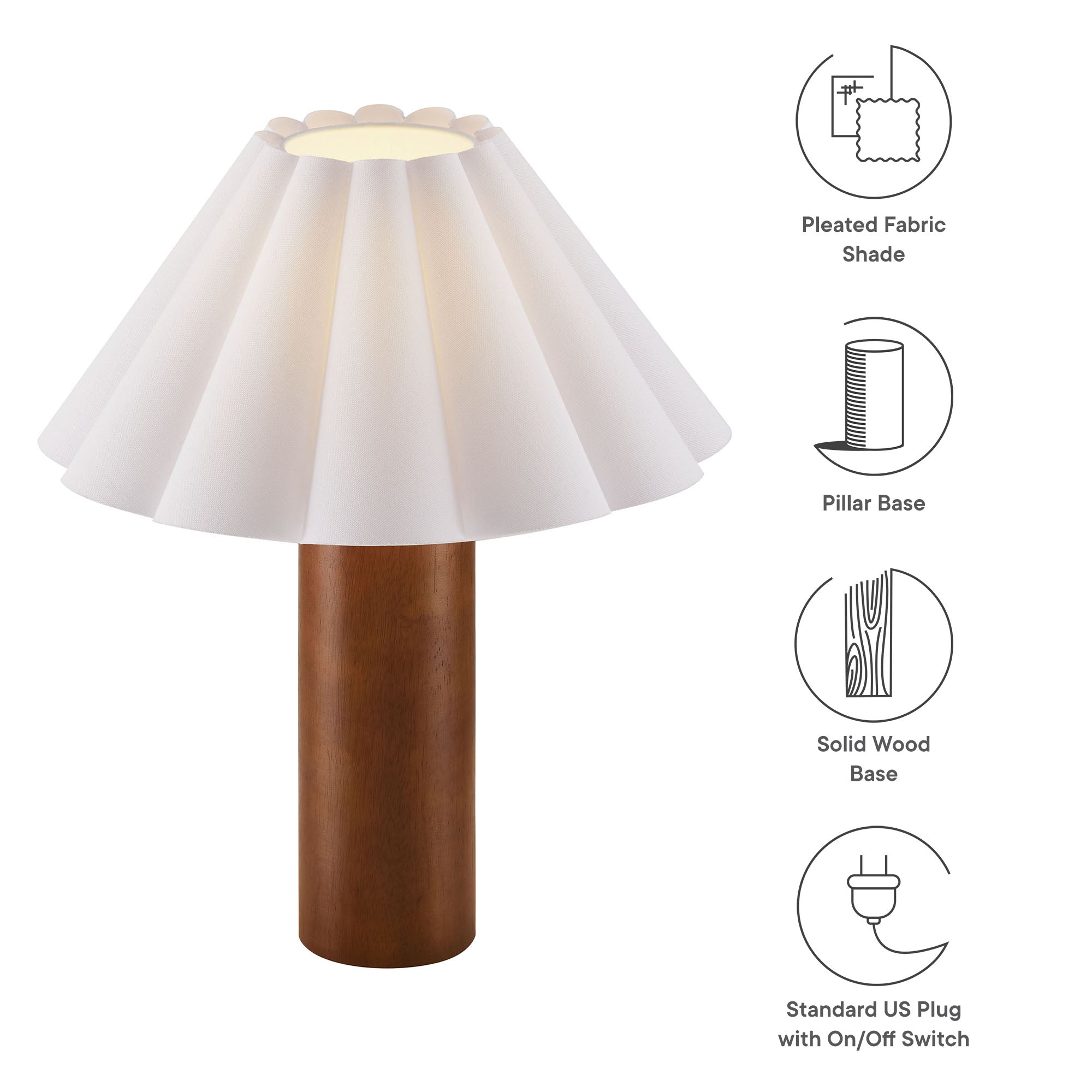 Flora Wood Table Lamp With Pleated Petal Shade