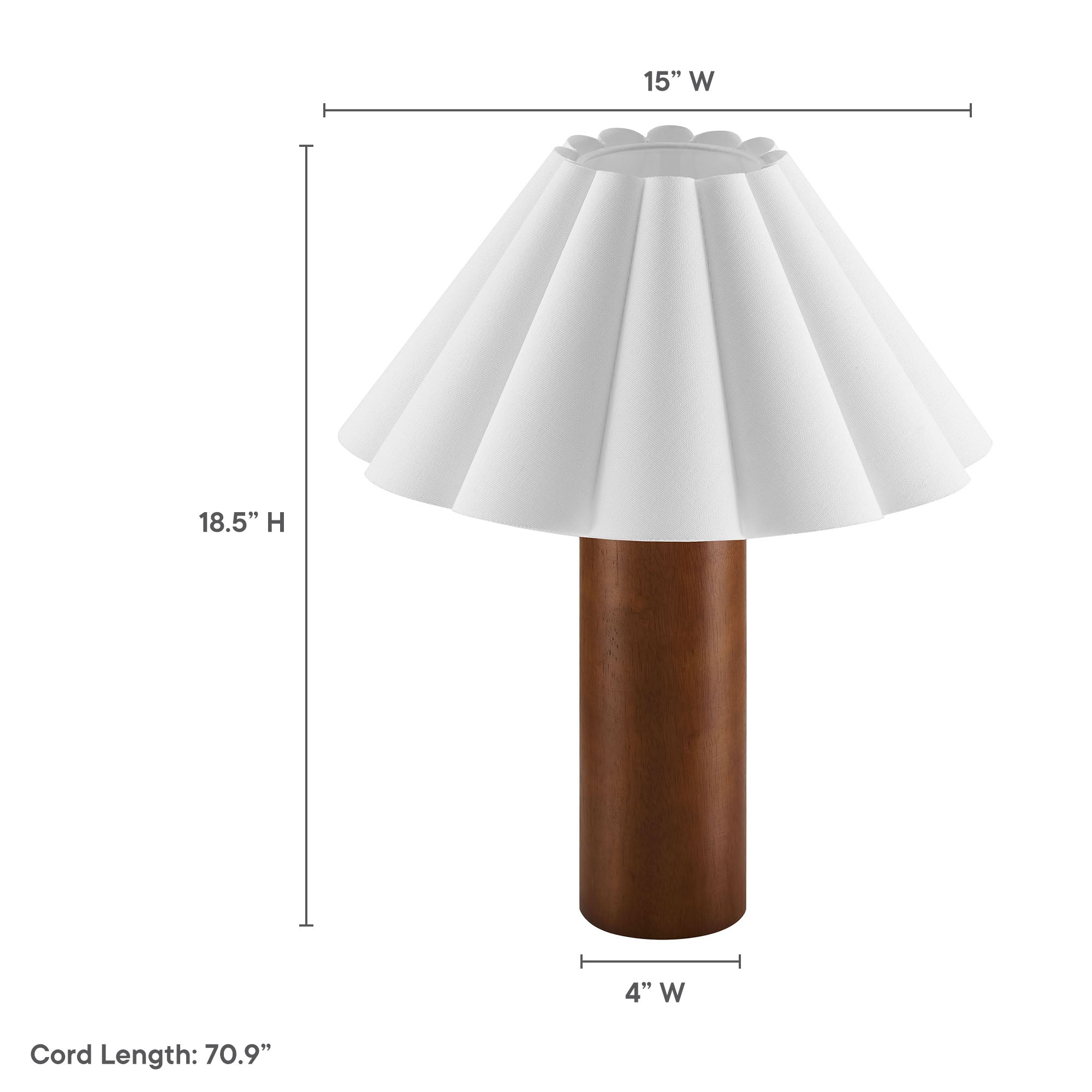 Flora Wood Table Lamp With Pleated Petal Shade