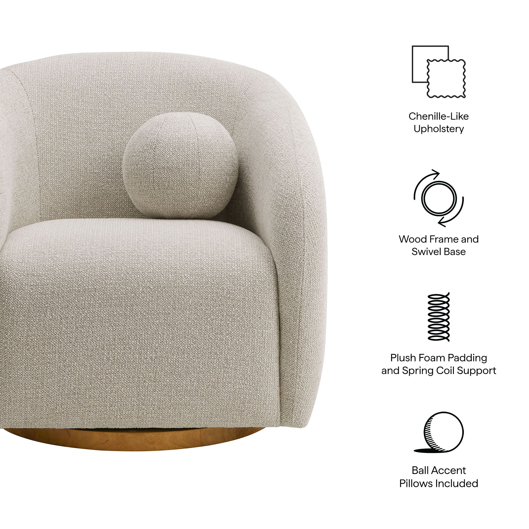 Modway Holland Swivel Chenille Fabric Armchair