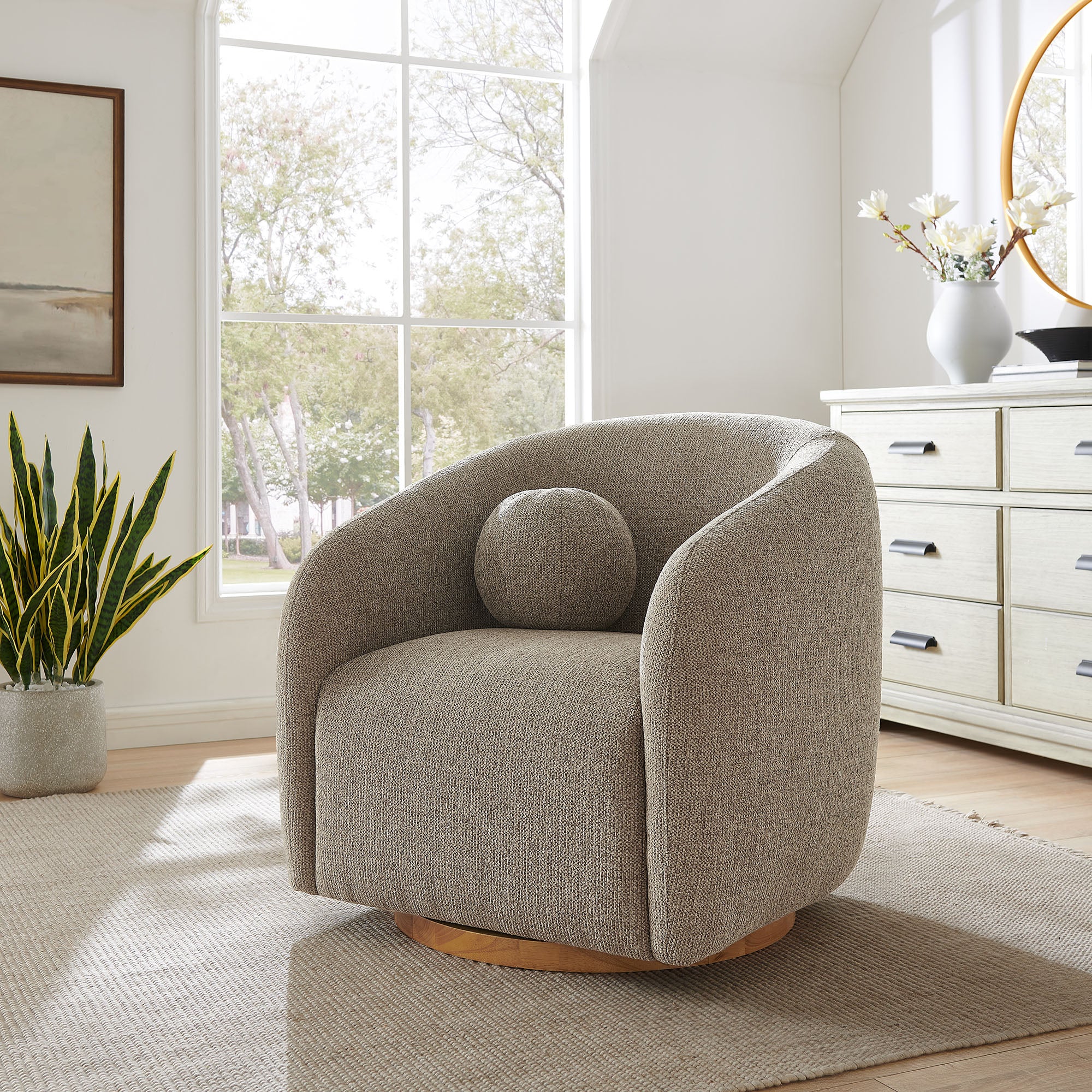 Modway Holland Swivel Chenille Fabric Armchair