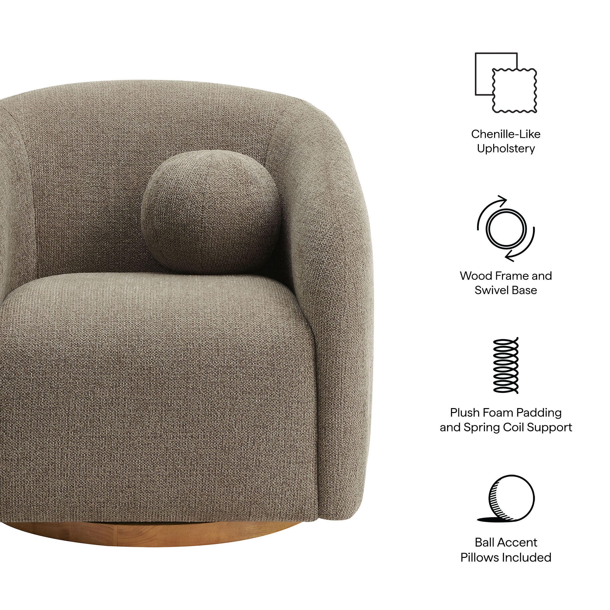 Modway Holland Swivel Chenille Fabric Armchair
