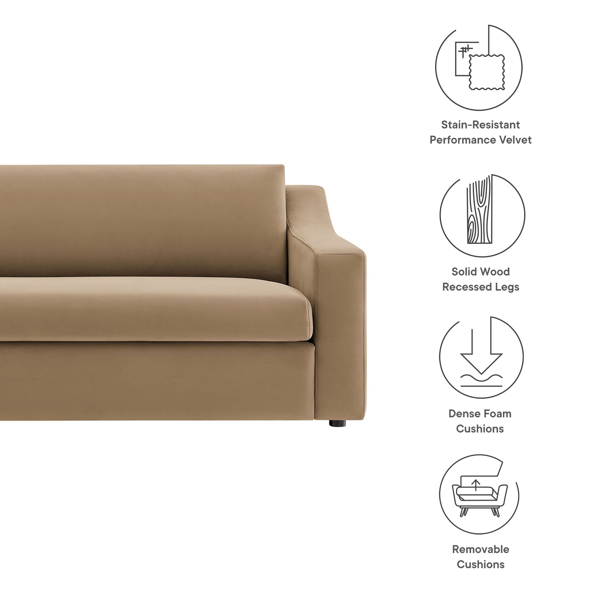 Modway Liora Performance Velvet Sofa