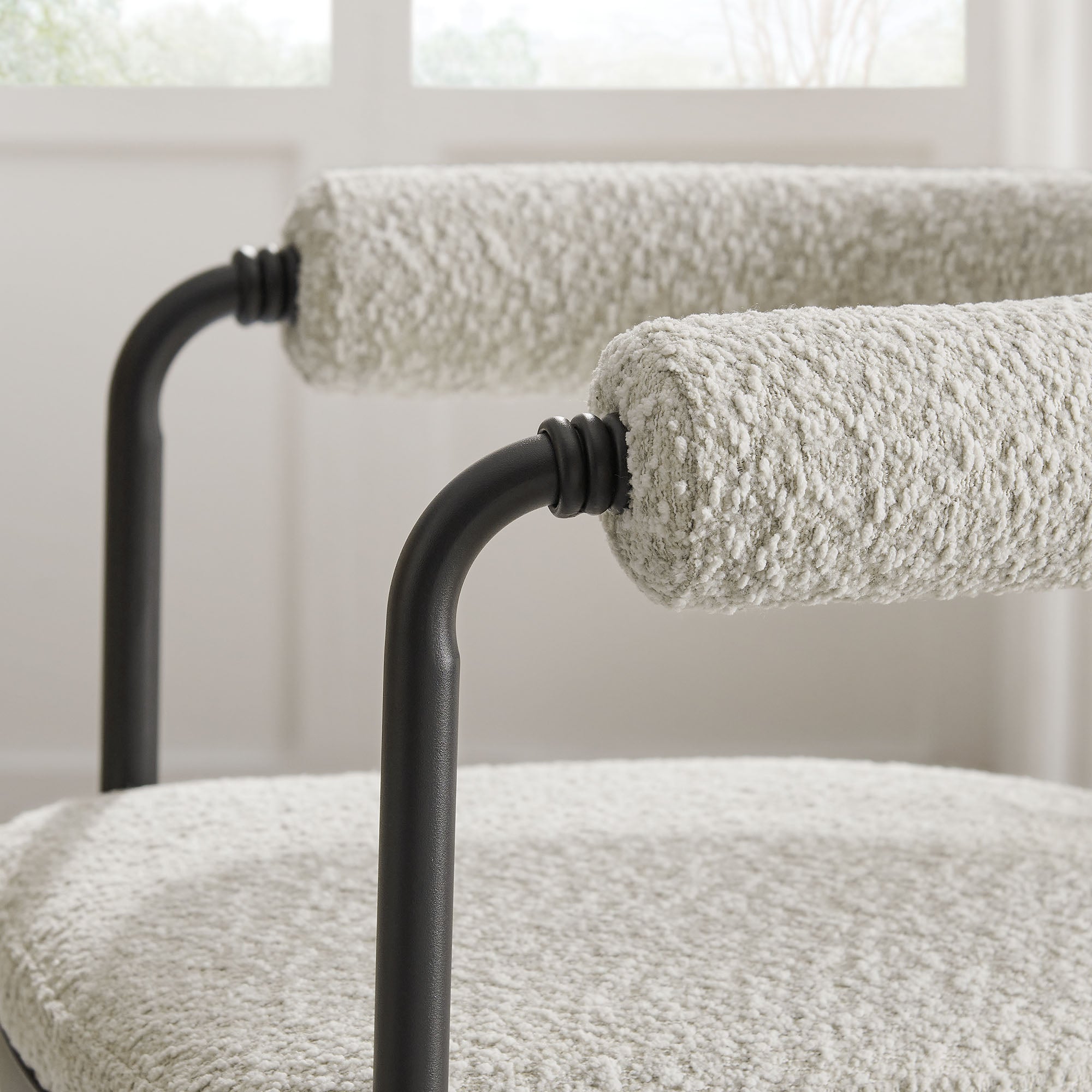 Modway Turin Curved Back Boucle and Metal Dining Accent Chair