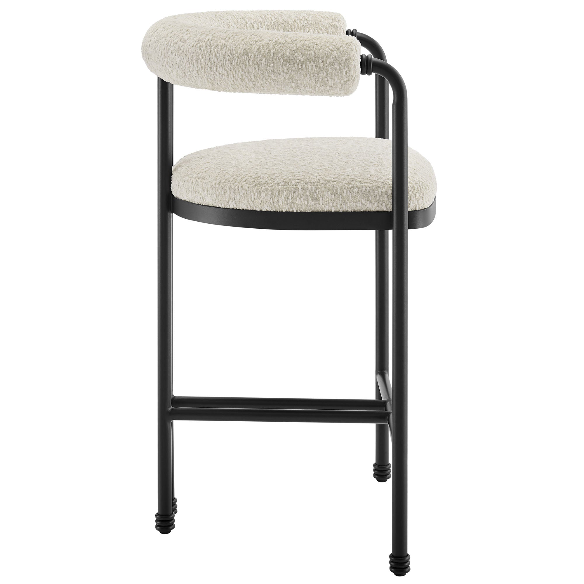 Modway Turin Curved Back Boucle and Metal Counter Stool