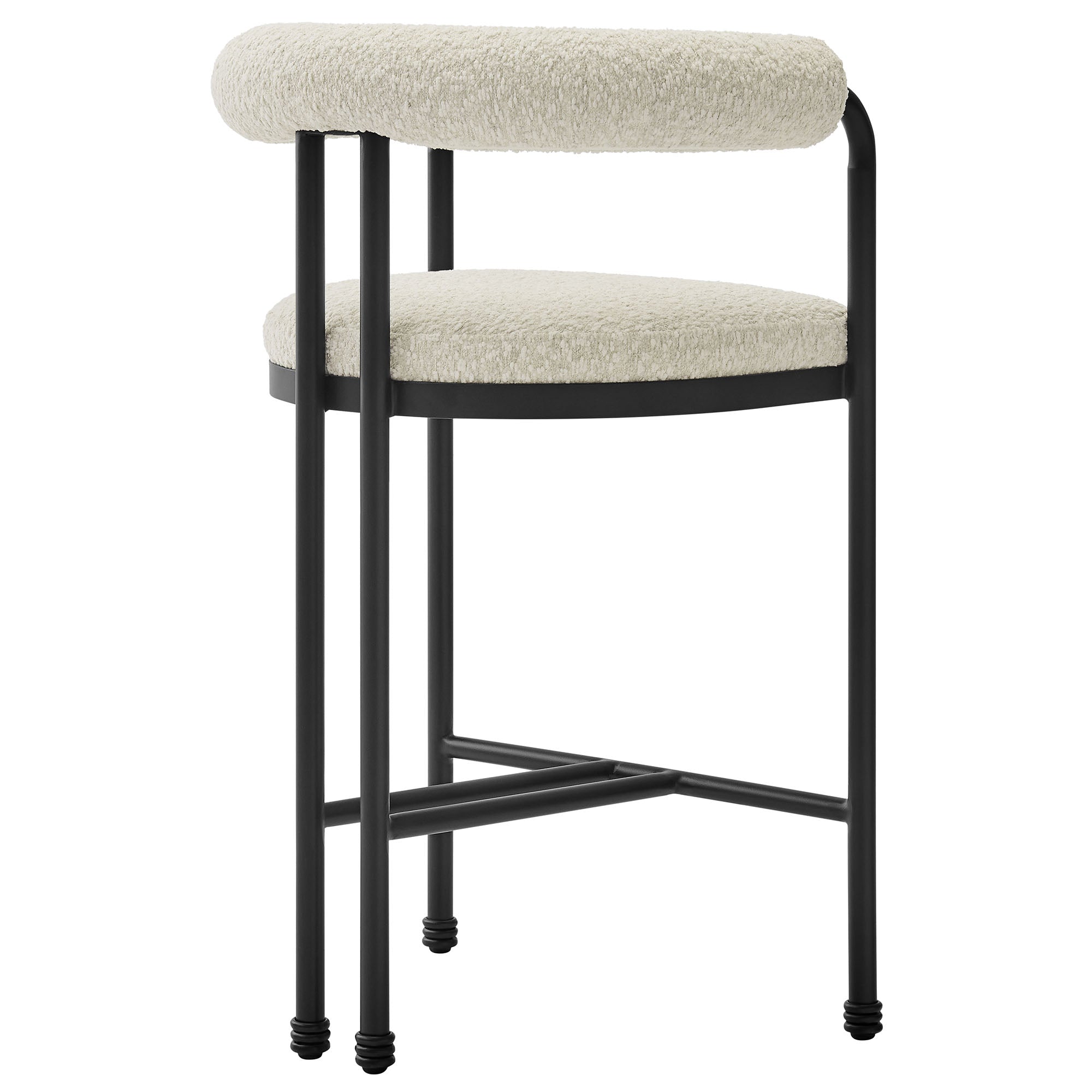 Modway Turin Curved Back Boucle and Metal Counter Stool