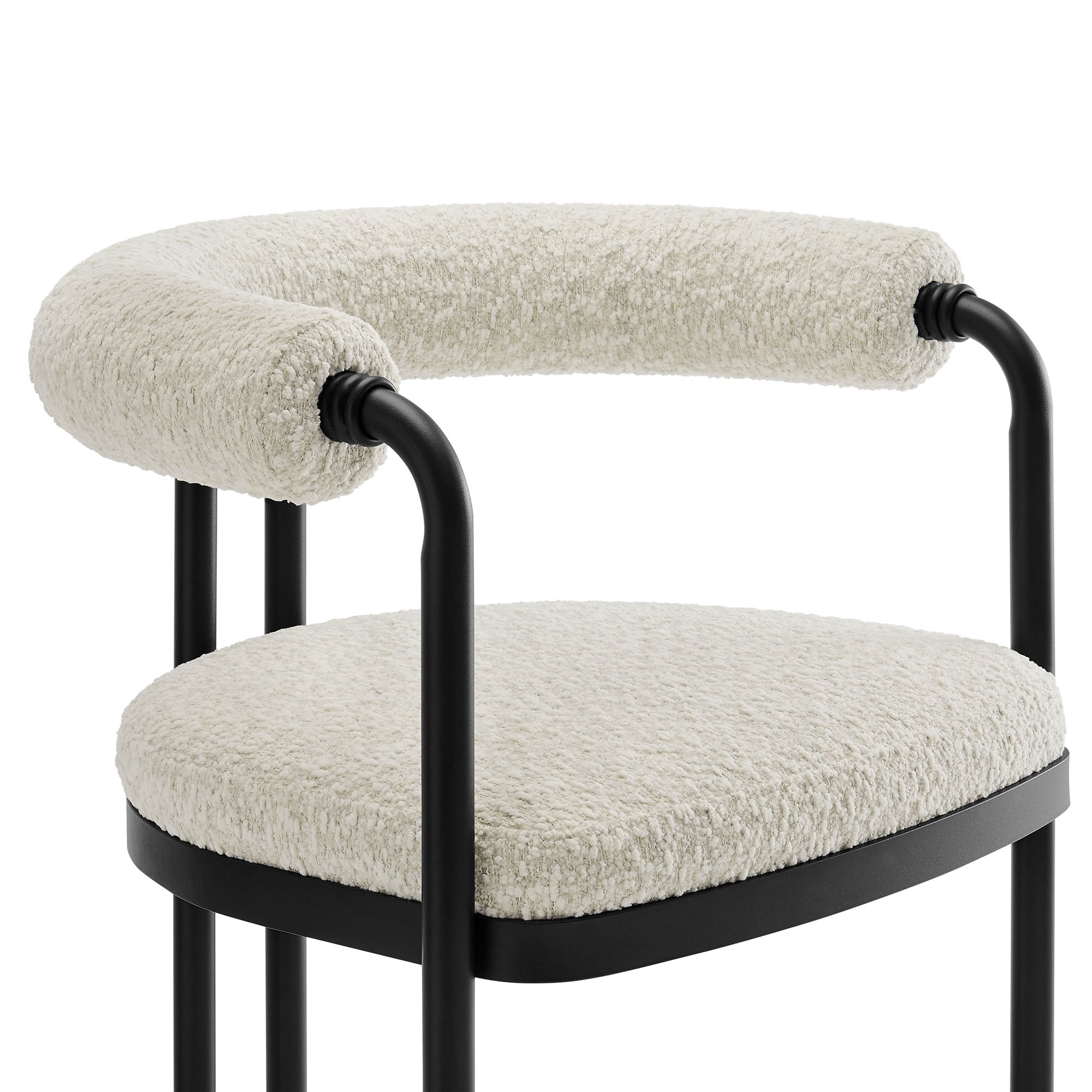 Modway Turin Curved Back Boucle and Metal Counter Stool