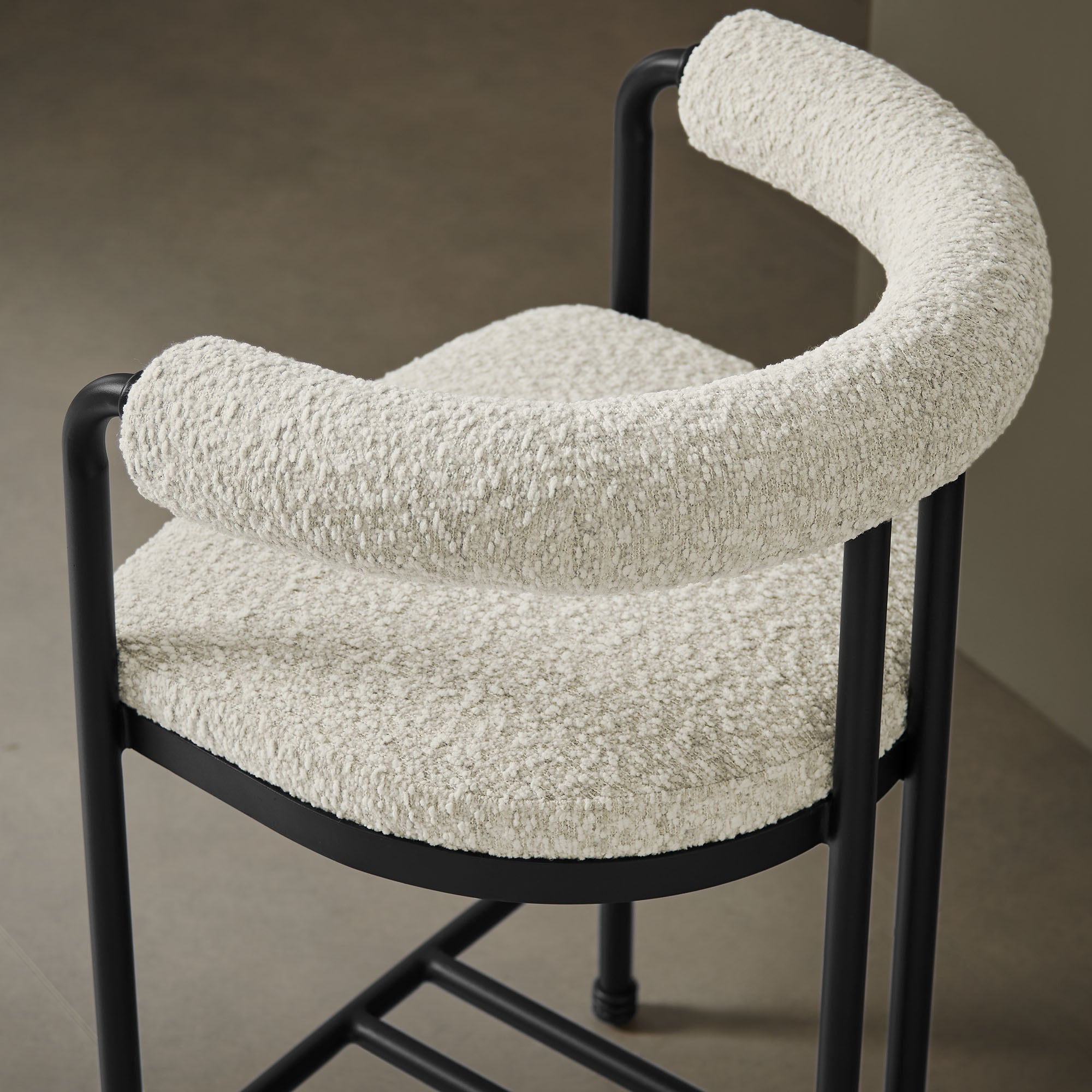 Modway Turin Curved Back Boucle and Metal Counter Stool