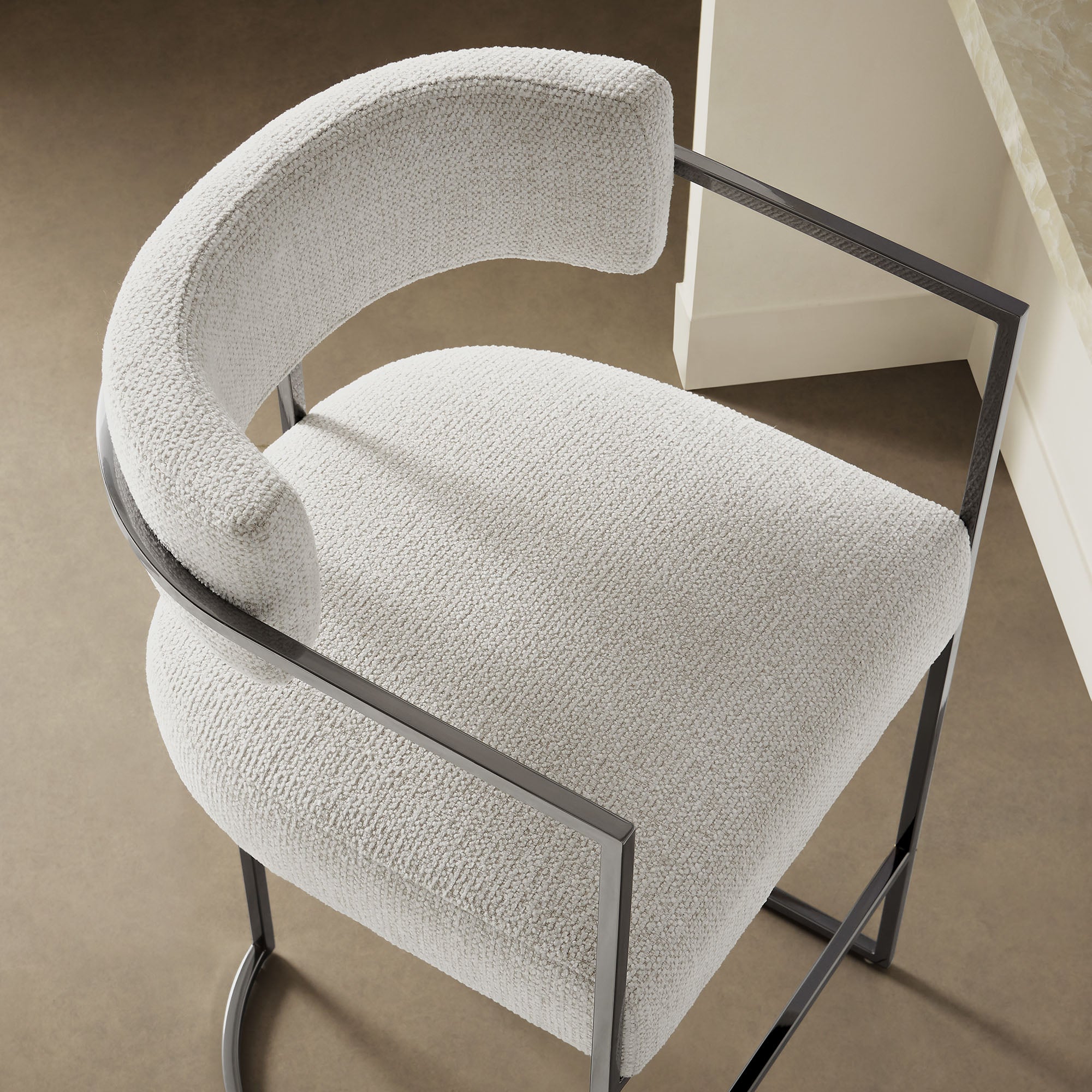 Modway Huron Curved Back Fabric and Metal Counter Stool