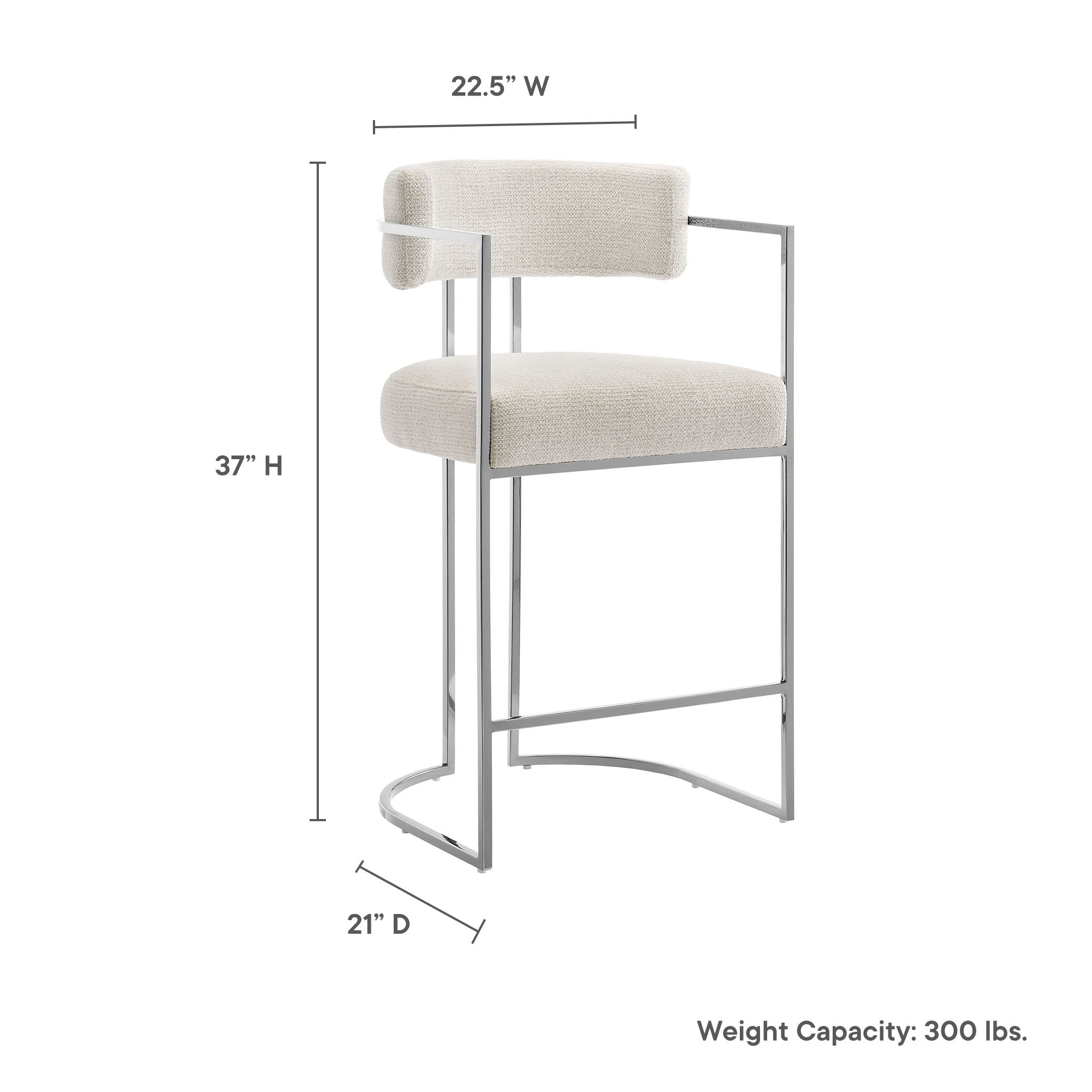 Modway Huron Curved Back Fabric and Metal Counter Stool