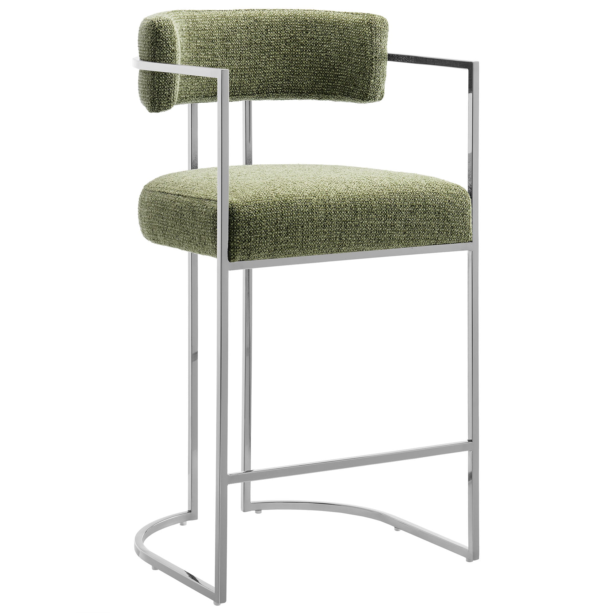 Modway Huron Curved Back Fabric and Metal Counter Stool