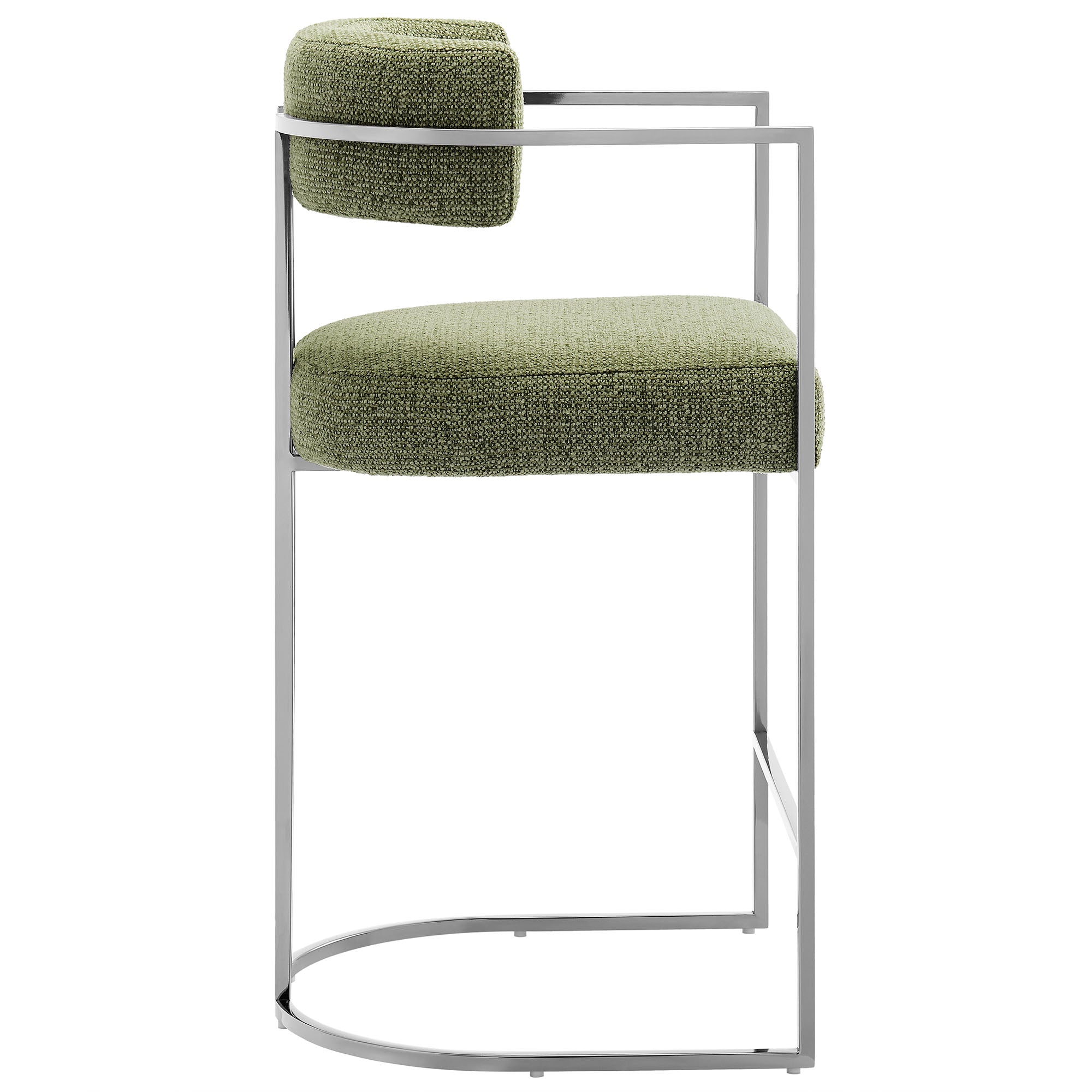 Modway Huron Curved Back Fabric and Metal Counter Stool