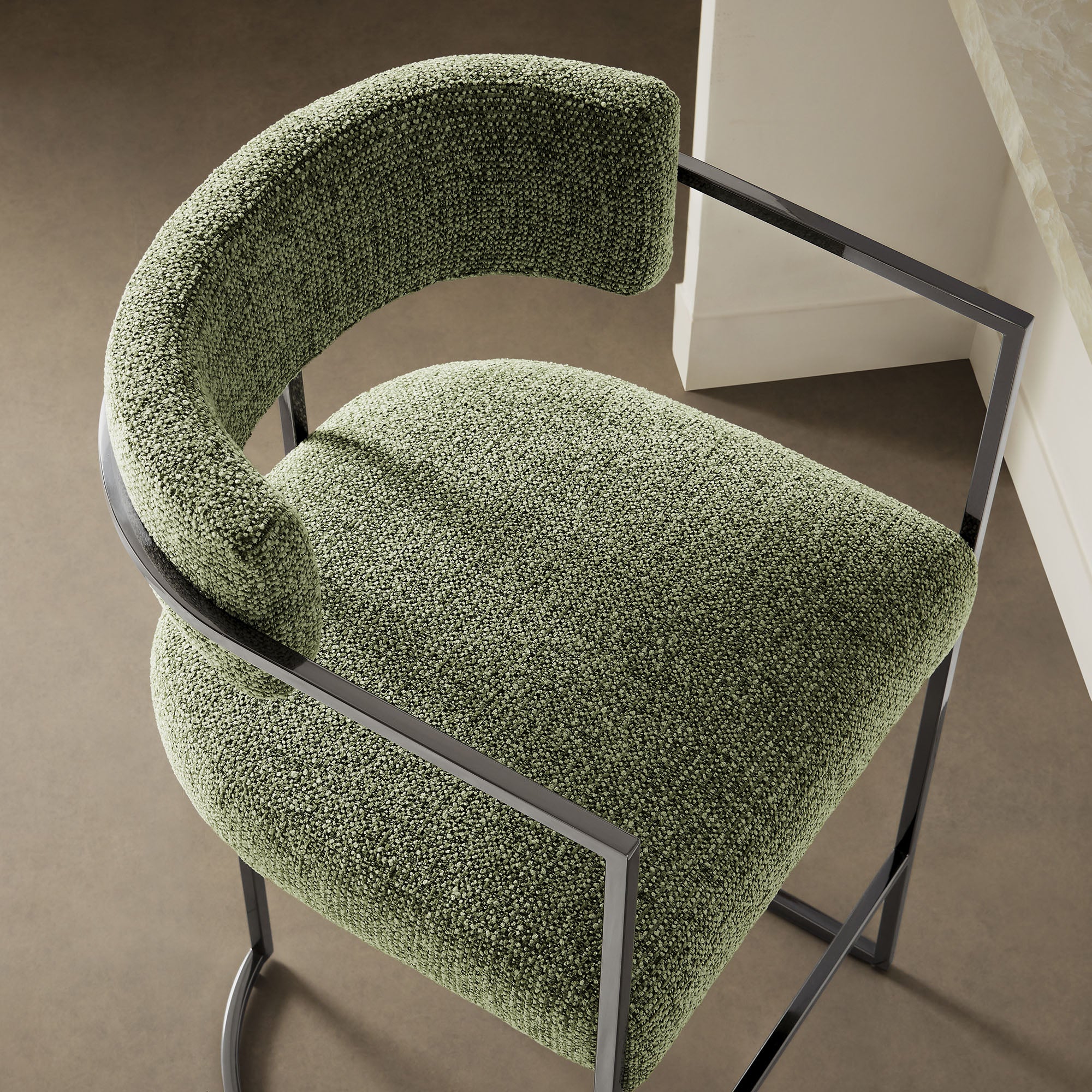 Modway Huron Curved Back Fabric and Metal Counter Stool