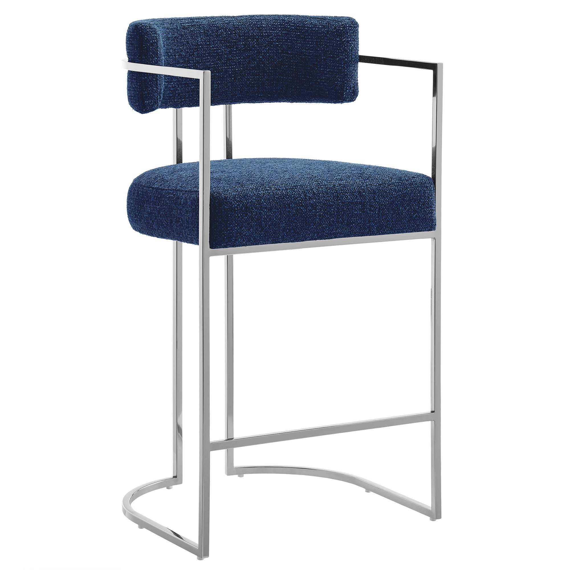 Modway Huron Curved Back Fabric and Metal Counter Stool