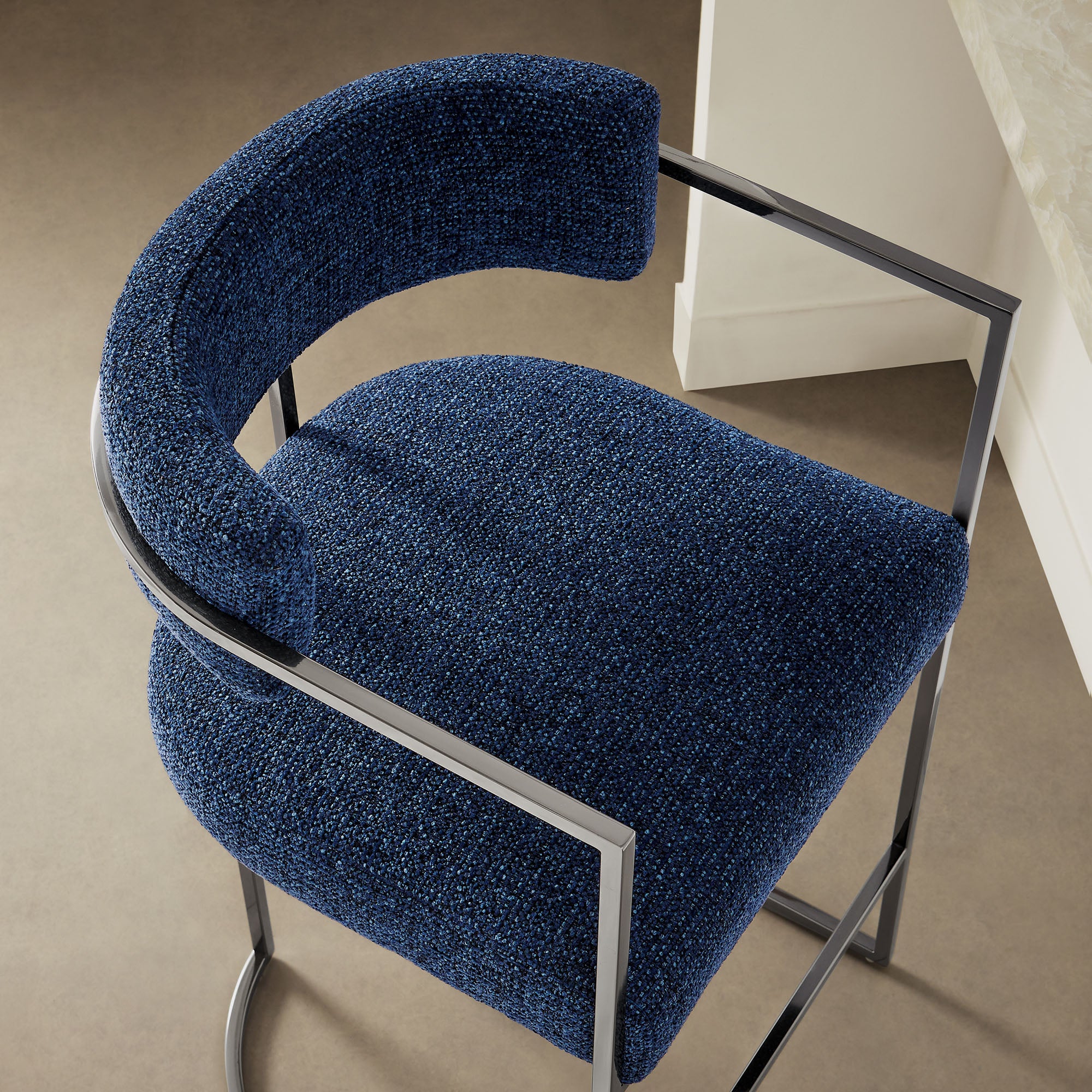 Modway Huron Curved Back Fabric and Metal Counter Stool