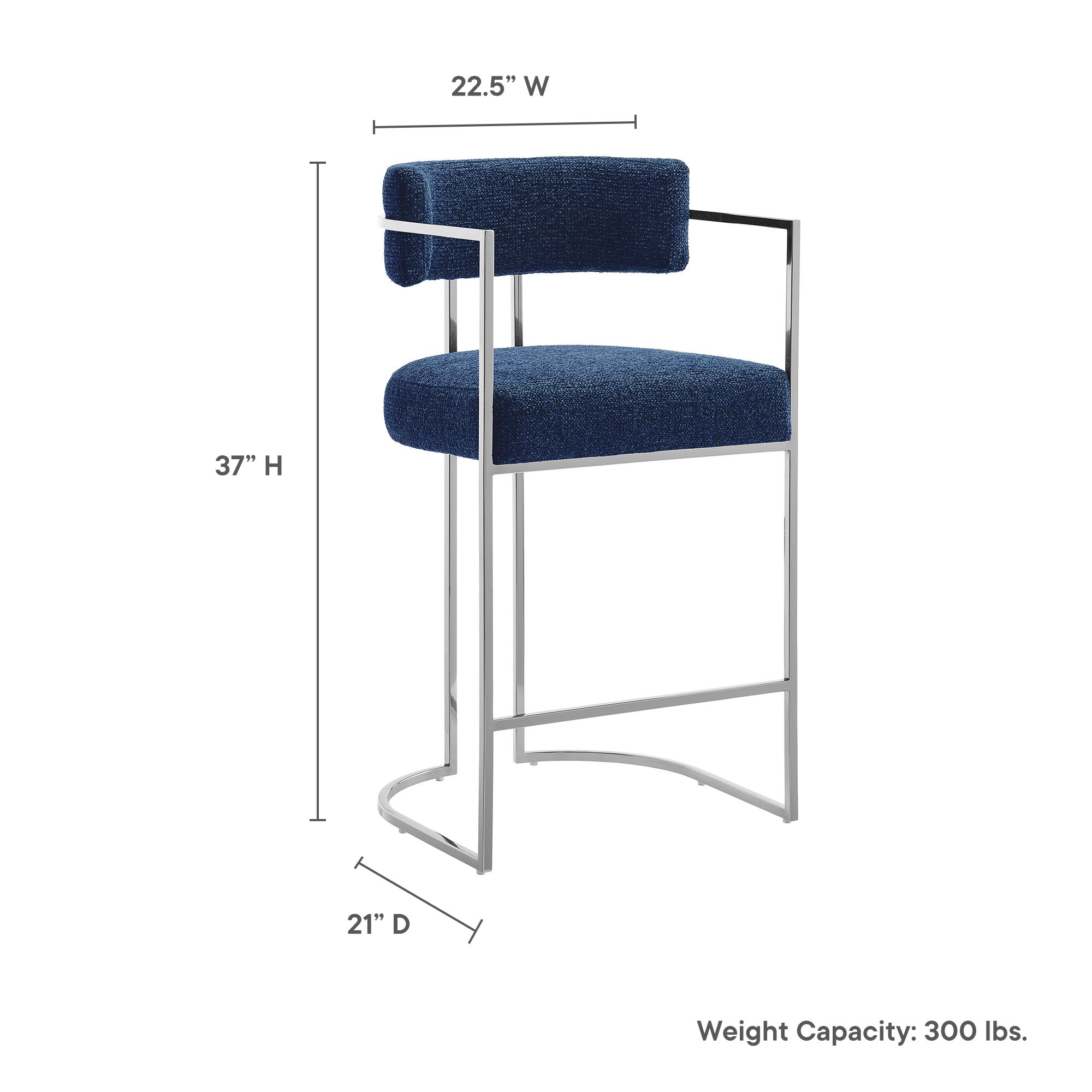 Modway Huron Curved Back Fabric and Metal Counter Stool